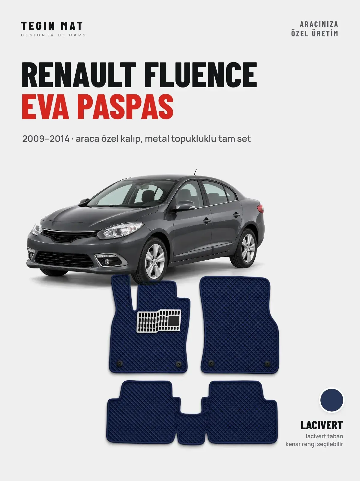 Renault Fluence EVA Oto Paspas Tam Set (2009–2014) Lacivert – Araca Özel Kalıp (1)