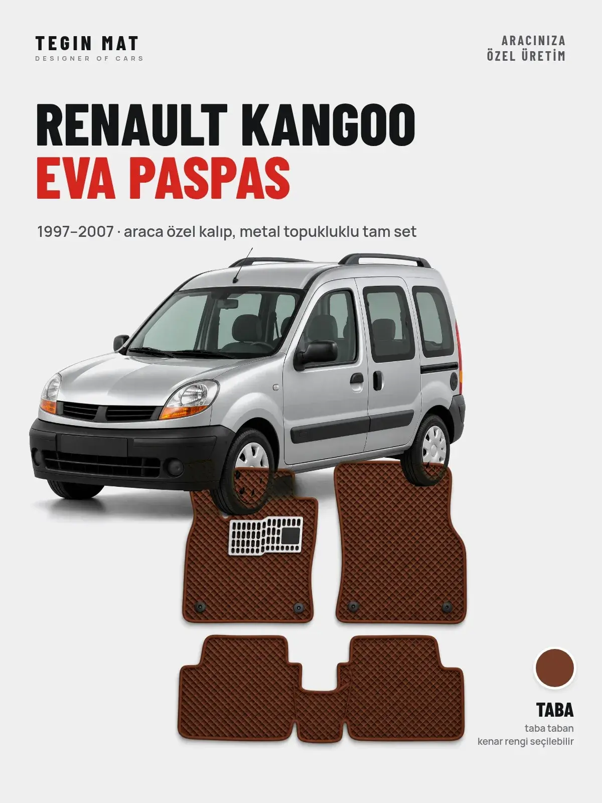 Renault Kangoo EVA Oto Paspas Tam Set (1997–2007) Taba – Araca Özel Kalıp (1)
