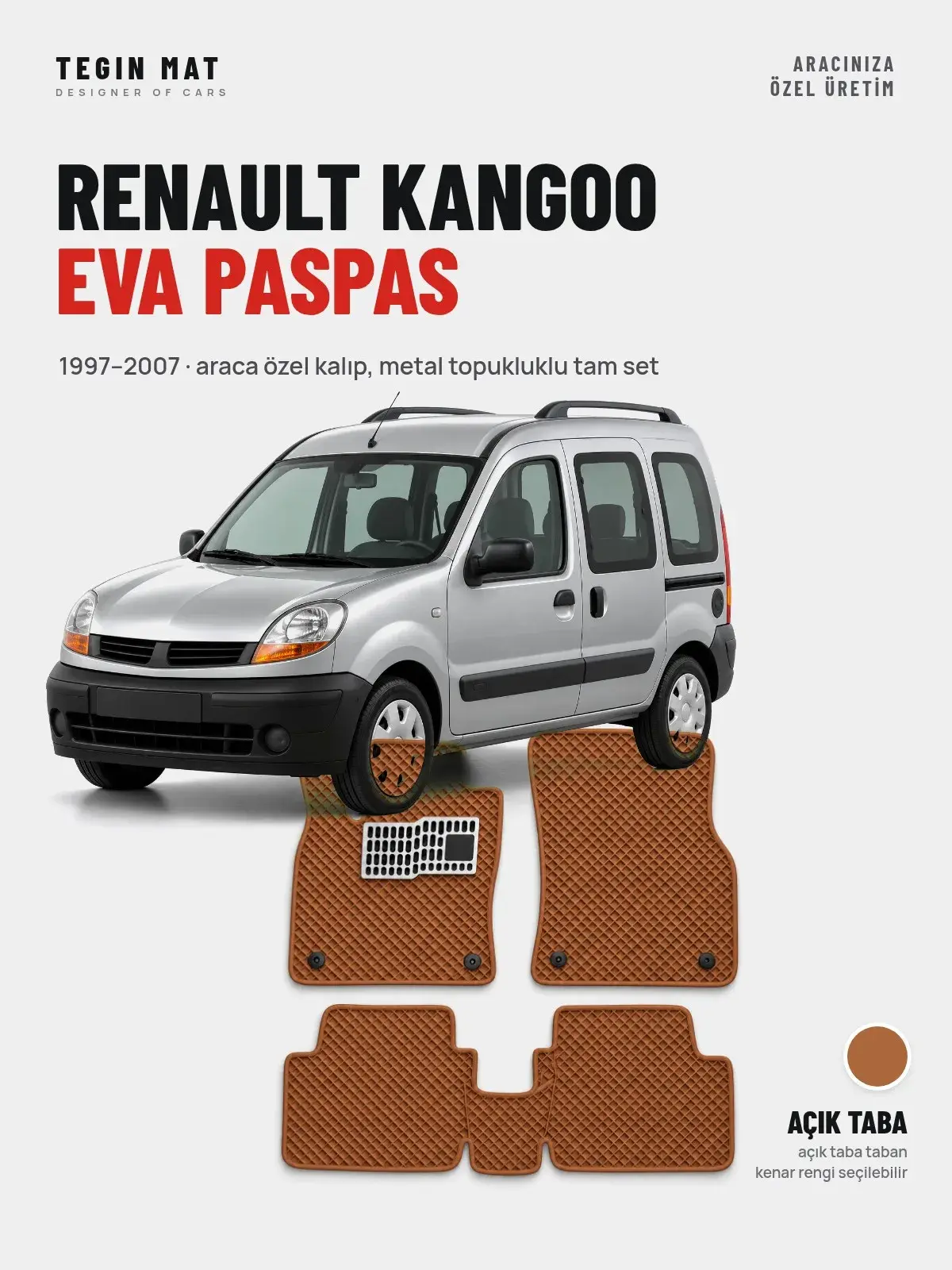 Renault Kangoo EVA Oto Paspas Tam Set (1997–2007) Açık Taba – Araca Özel Kalıp (1)