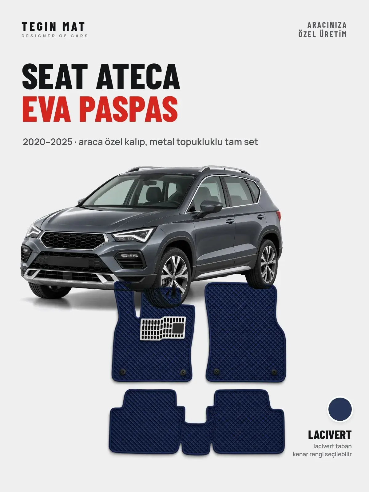 Seat Ateca EVA Oto Paspas Tam Set (2020–2025) Lacivert – Araca Özel Kalıp (1)