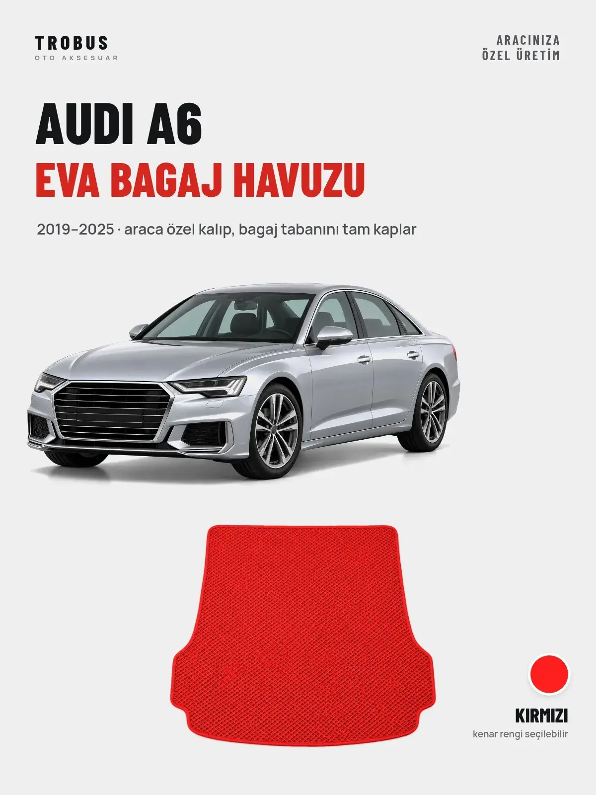 Audi A6 EVA Bagaj Havuzu (2019–2025) Kırmızı – Araca Özel Kalıp (1)