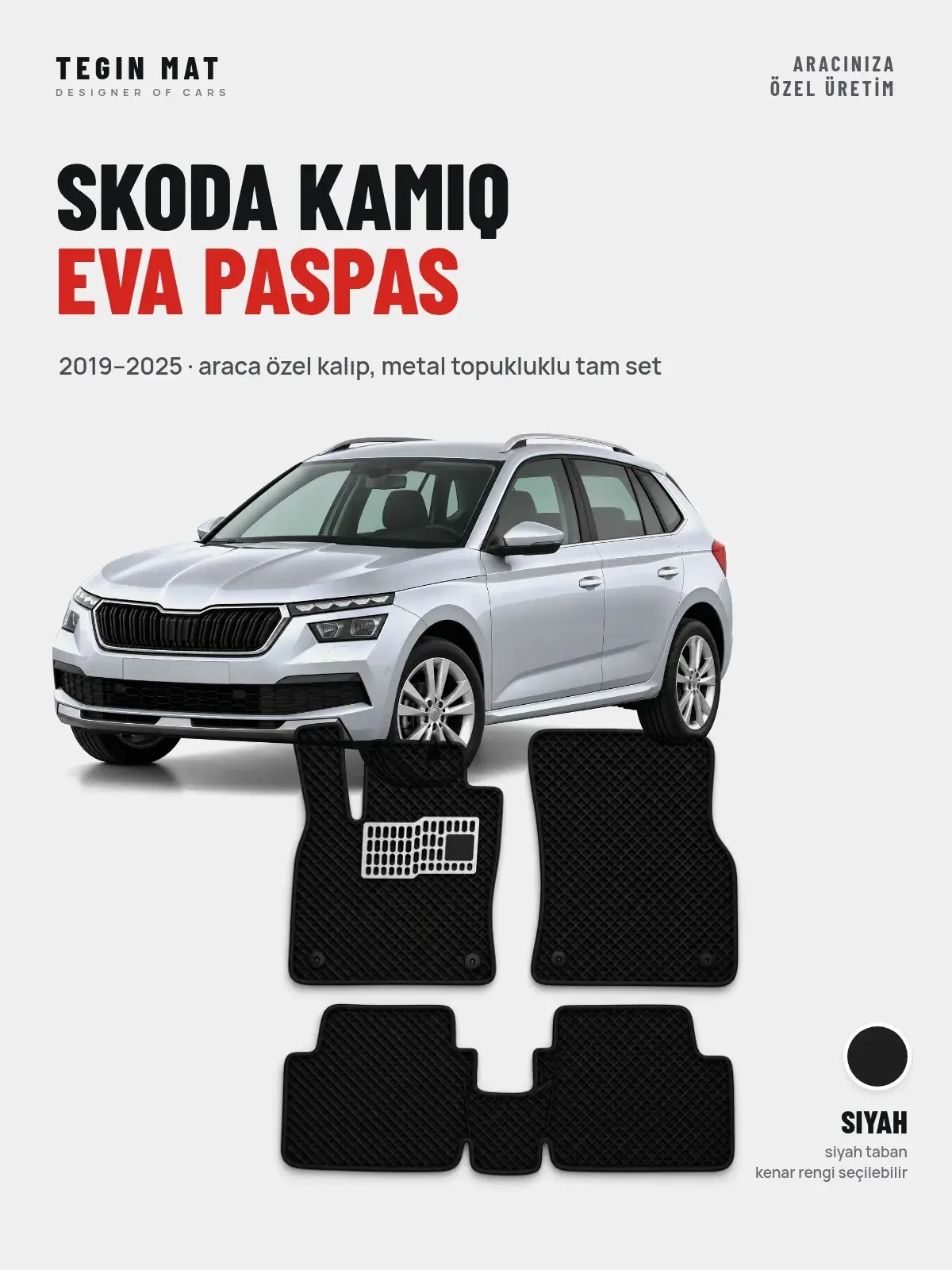 Skoda Kamiq EVA Oto Paspas Tam Set (2019–2025) Siyah – Araca Özel Kalıp (1)