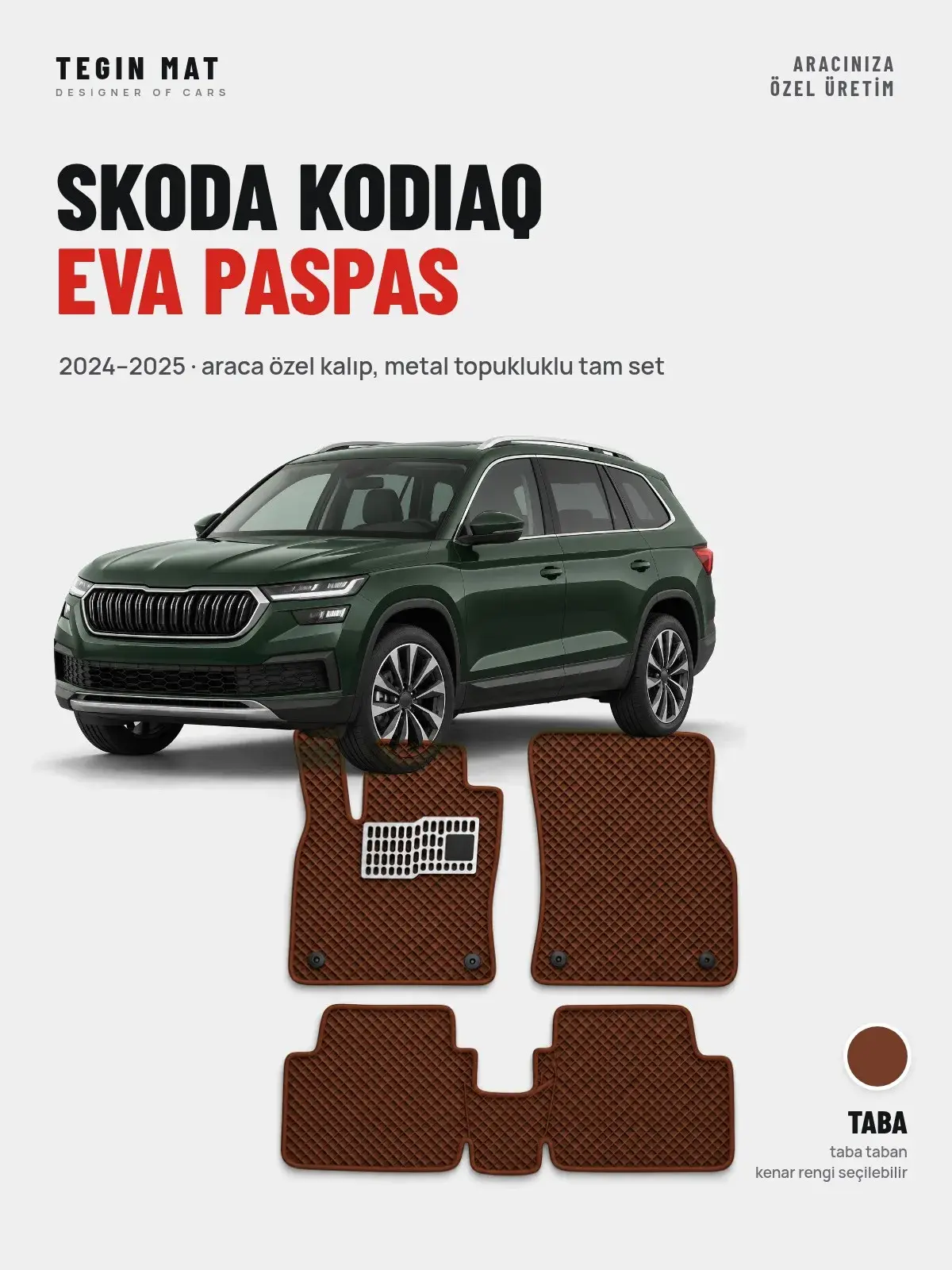 Skoda Kodiaq EVA Oto Paspas Tam Set (2024–2025) Taba – Araca Özel Kalıp (1)
