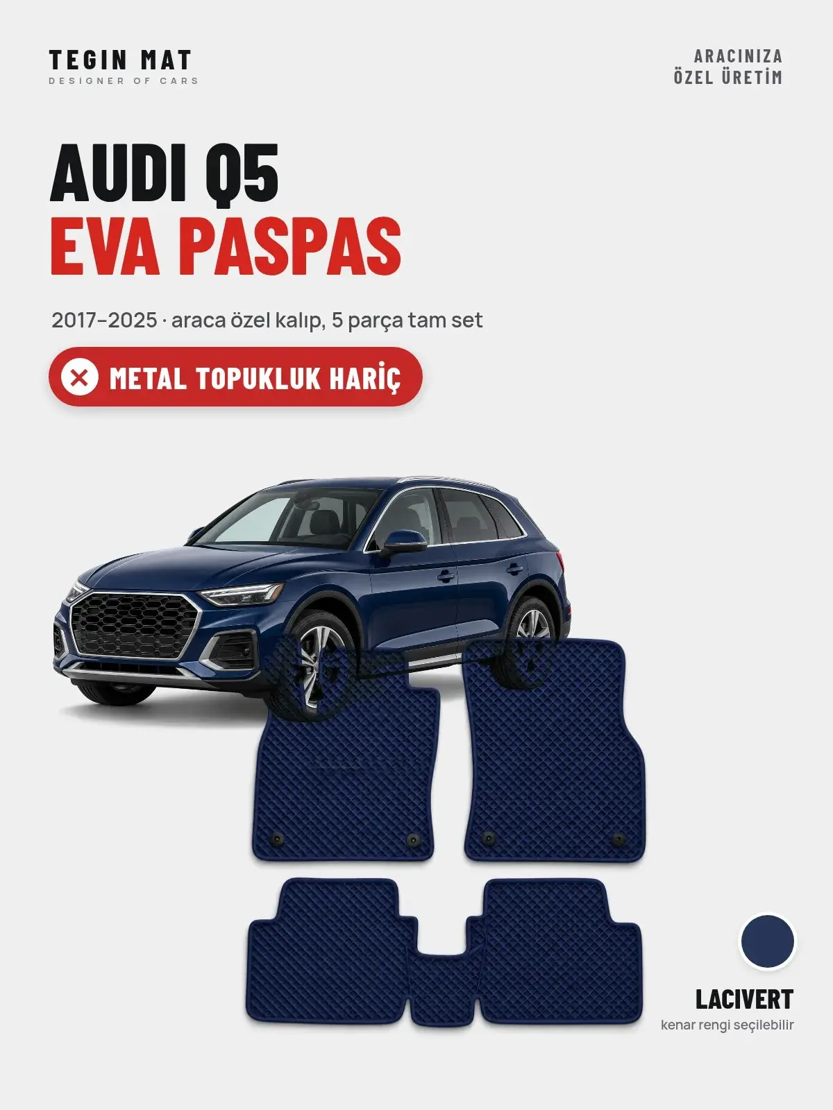 Audi Q5 EVA Oto Paspas Tam Set (2017–2025) Lacivert – Metal Topukluk Hariç (1)