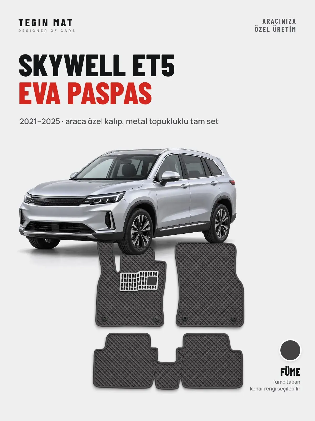 Skywell ET5 EVA Oto Paspas Tam Set (2021–2025) Füme – Araca Özel Kalıp (1)