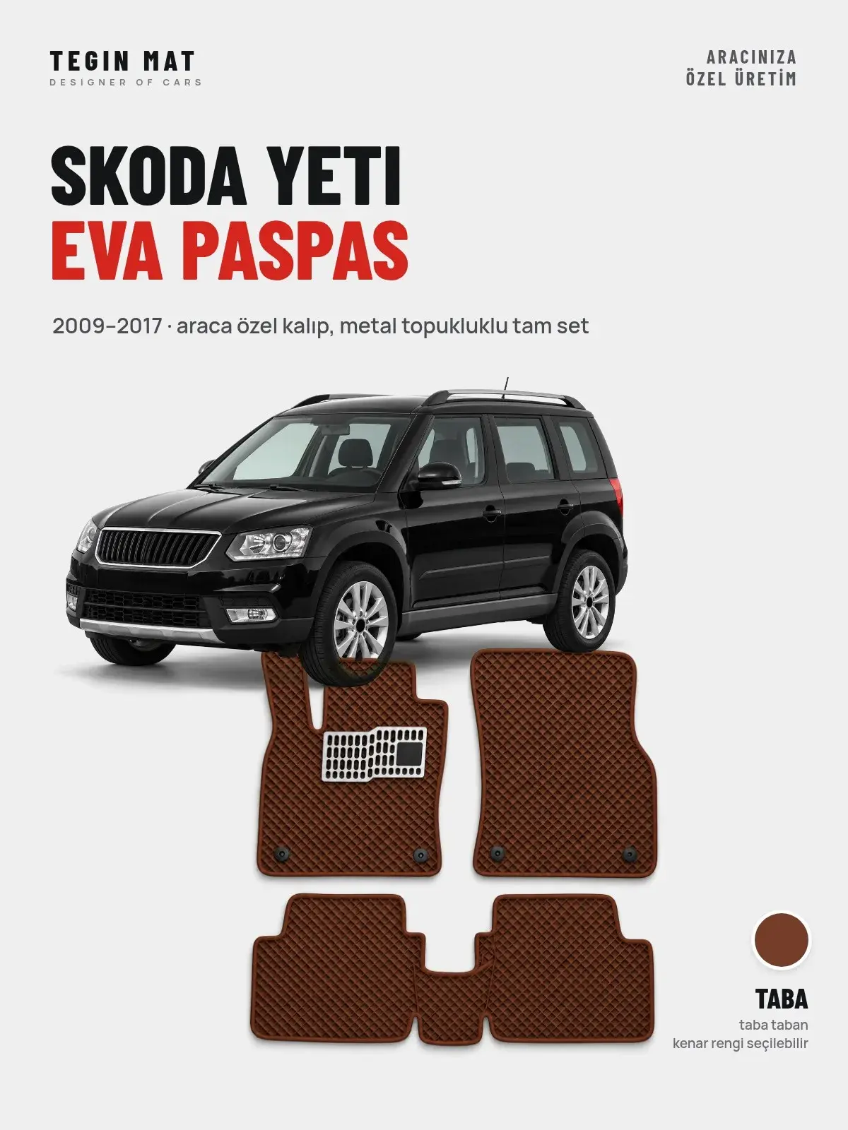 Skoda Yeti EVA Oto Paspas Tam Set (2009–2017) Taba – Araca Özel Kalıp (1)