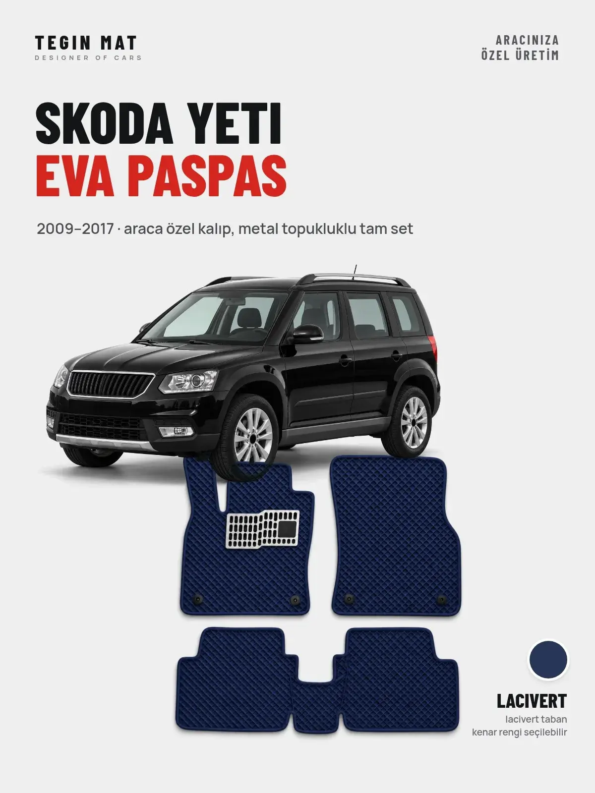 Skoda Yeti EVA Oto Paspas Tam Set (2009–2017) Lacivert – Araca Özel Kalıp (1)