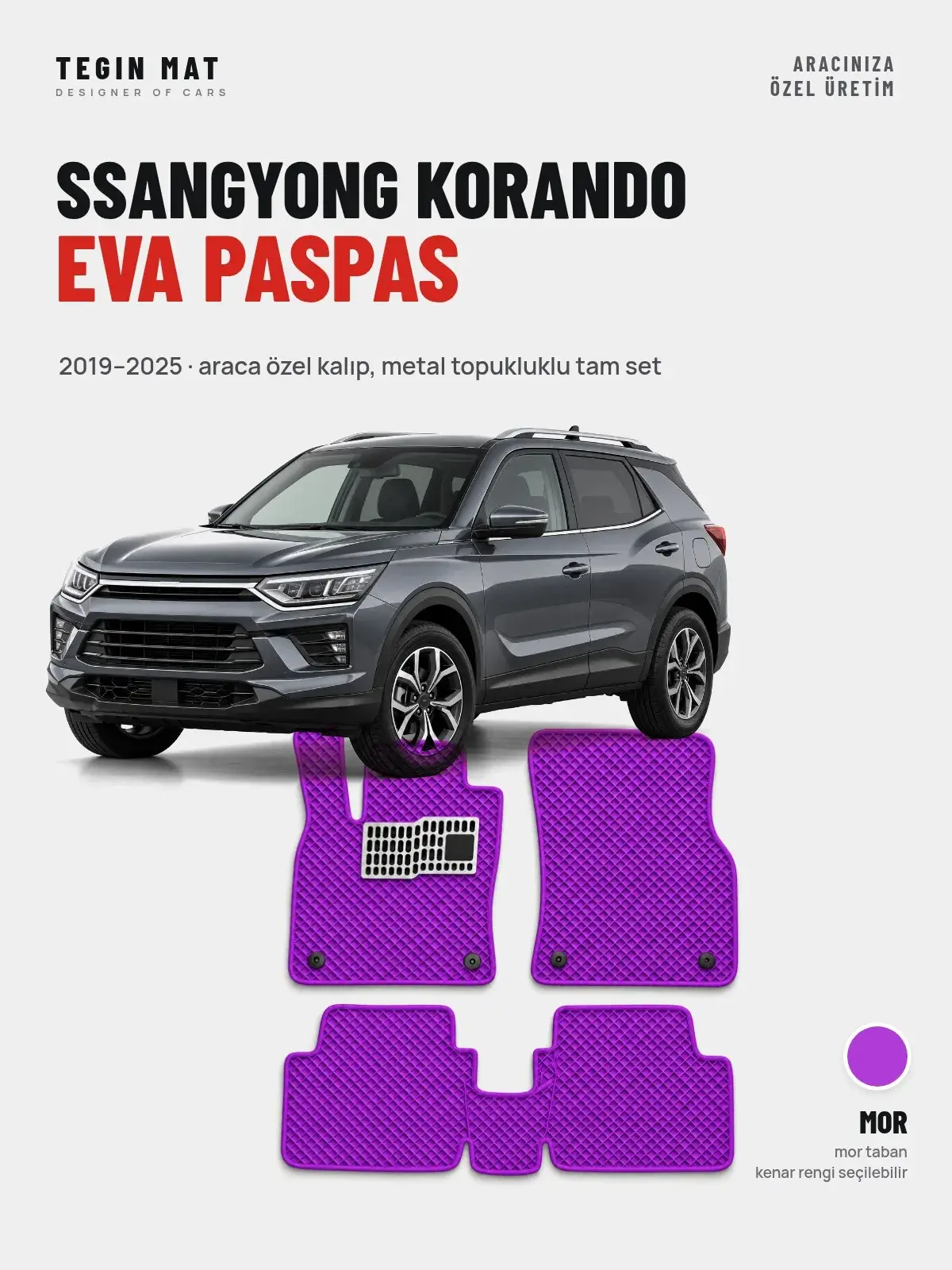 SsangYong Korando EVA Oto Paspas Tam Set (2019–2025) Mor – Araca Özel Kalıp (1)