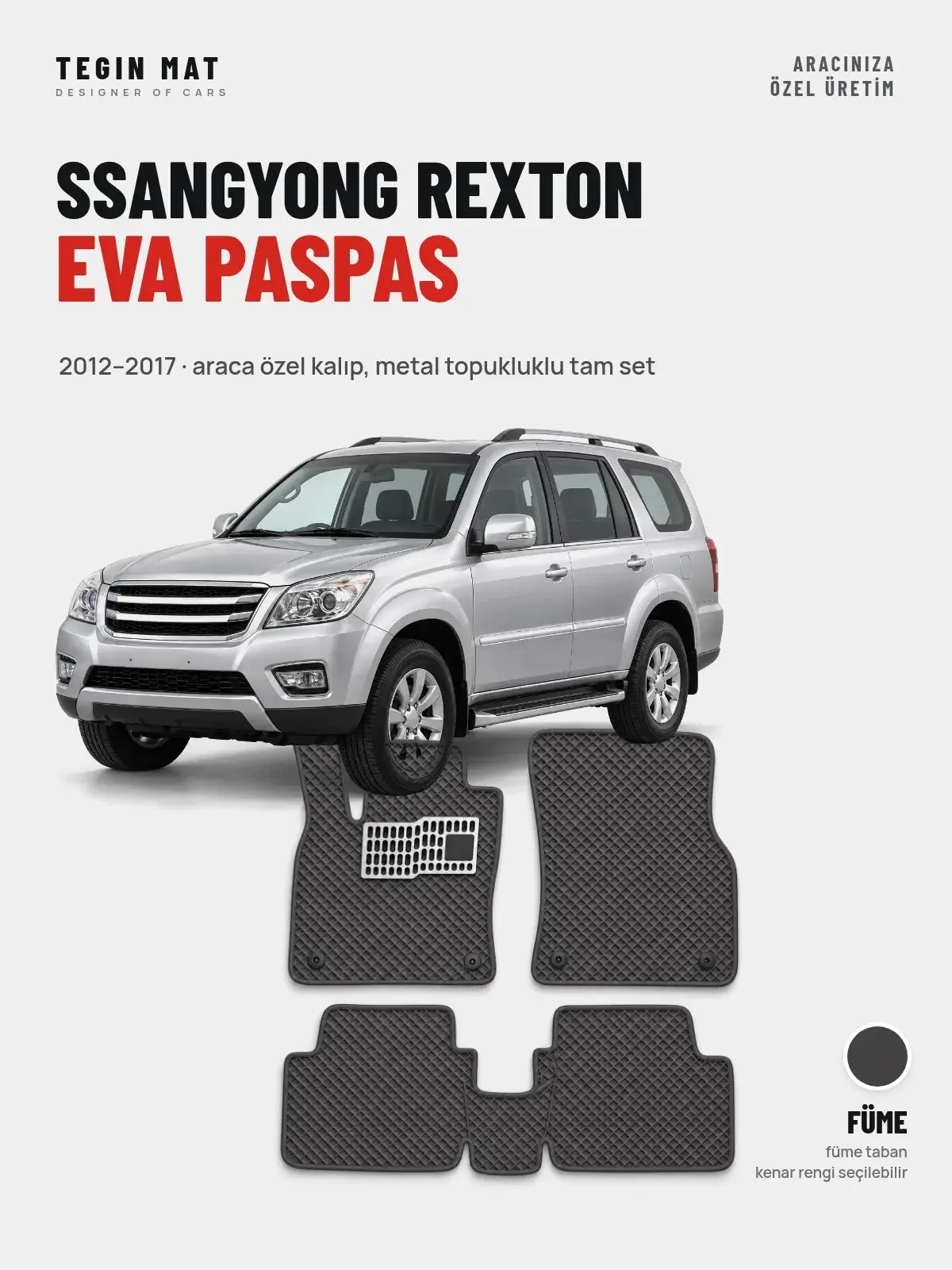 SsangYong Rexton EVA Oto Paspas Tam Set (2012–2017) Füme – Araca Özel Kalıp (1)