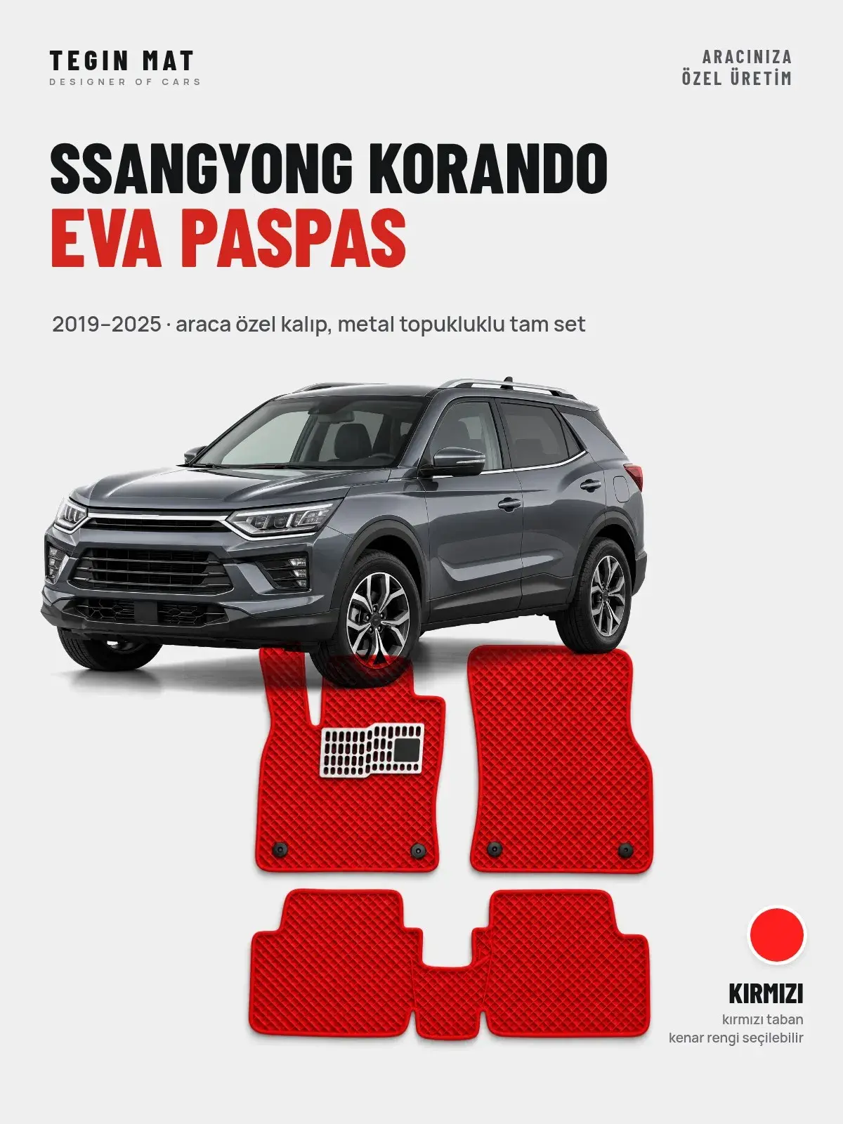 SsangYong Korando EVA Oto Paspas Tam Set (2019–2025) Kırmızı – Araca Özel Kalıp (1)