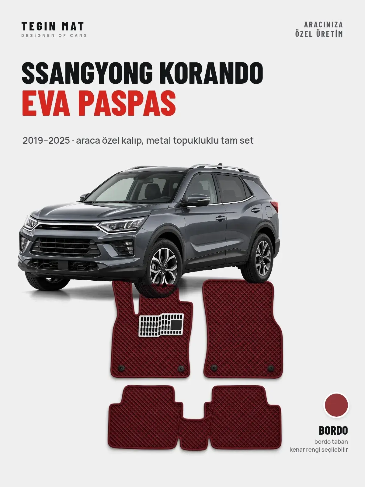 SsangYong Korando EVA Oto Paspas Tam Set (2019–2025) Bordo – Araca Özel Kalıp (1)