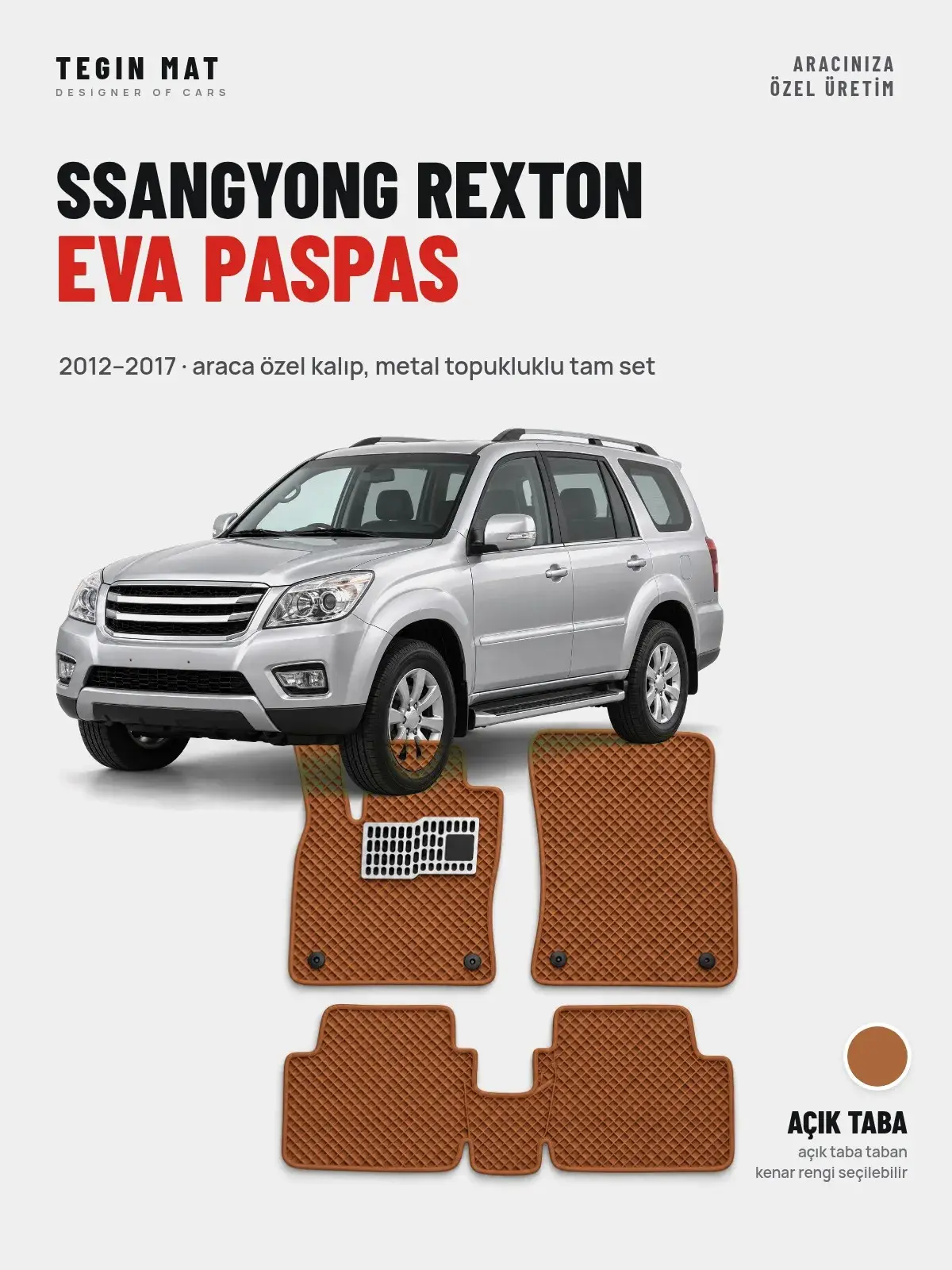 SsangYong Rexton EVA Oto Paspas Tam Set (2012–2017) Açık Taba – Araca Özel Kalıp (1)