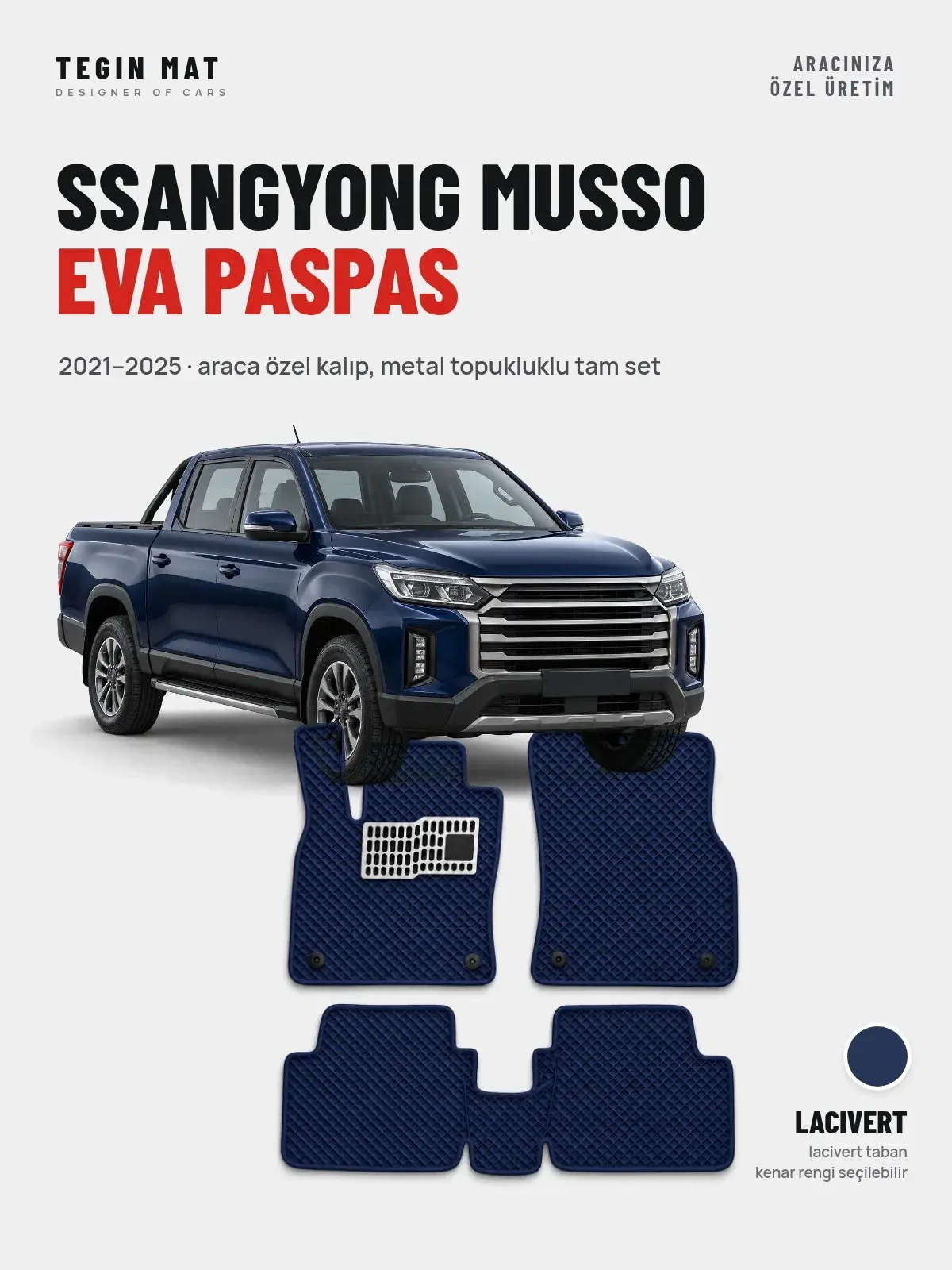 SsangYong Musso EVA Oto Paspas Tam Set (2021–2025) Lacivert – Araca Özel Kalıp (1)