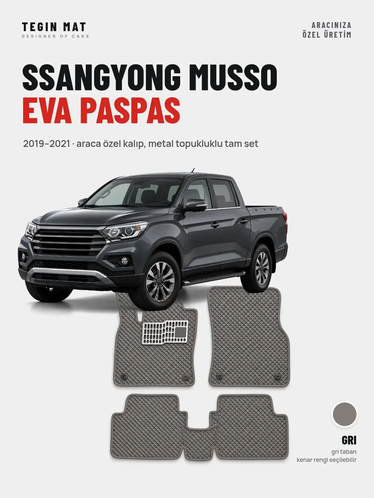 SsangYong Musso EVA Oto Paspas Tam Set (2019–2021) Gri – Araca Özel Kalıp (1)