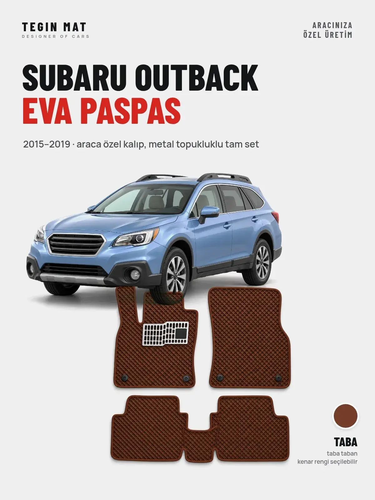 Subaru Outback EVA Oto Paspas Tam Set (2015–2019) Taba – Araca Özel Kalıp (1)
