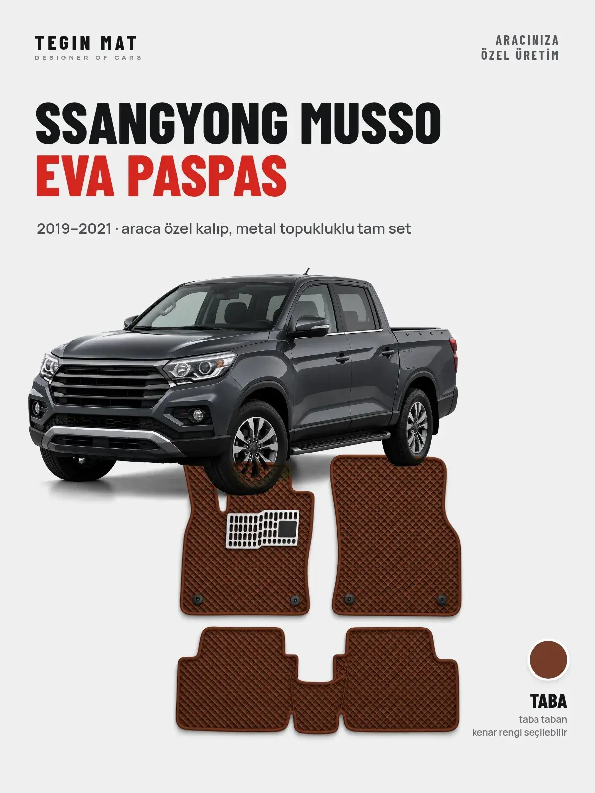 SsangYong Musso EVA Oto Paspas Tam Set (2019–2021) Taba – Araca Özel Kalıp (1)