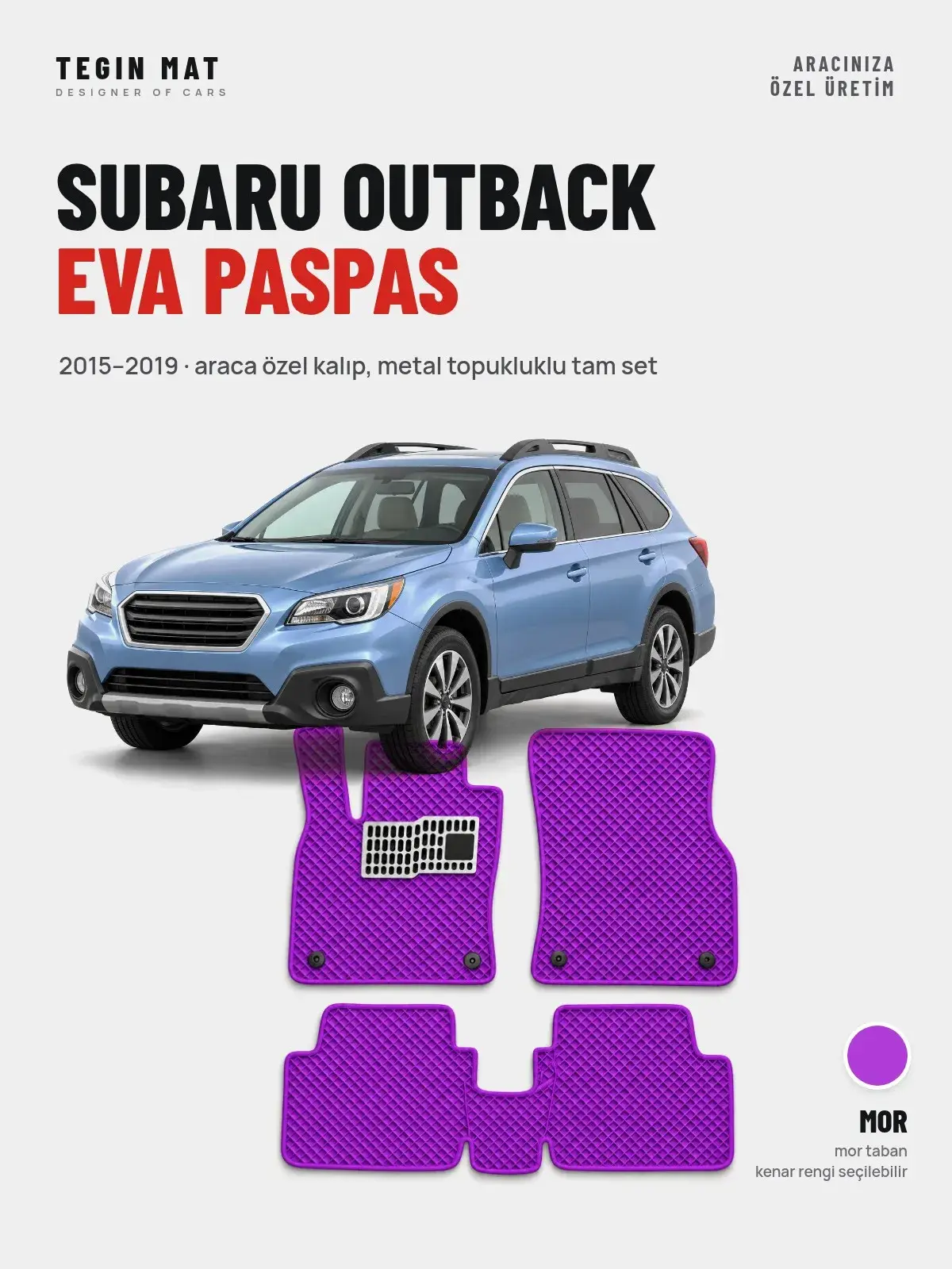 Subaru Outback EVA Oto Paspas Tam Set (2015–2019) Mor – Araca Özel Kalıp (1)