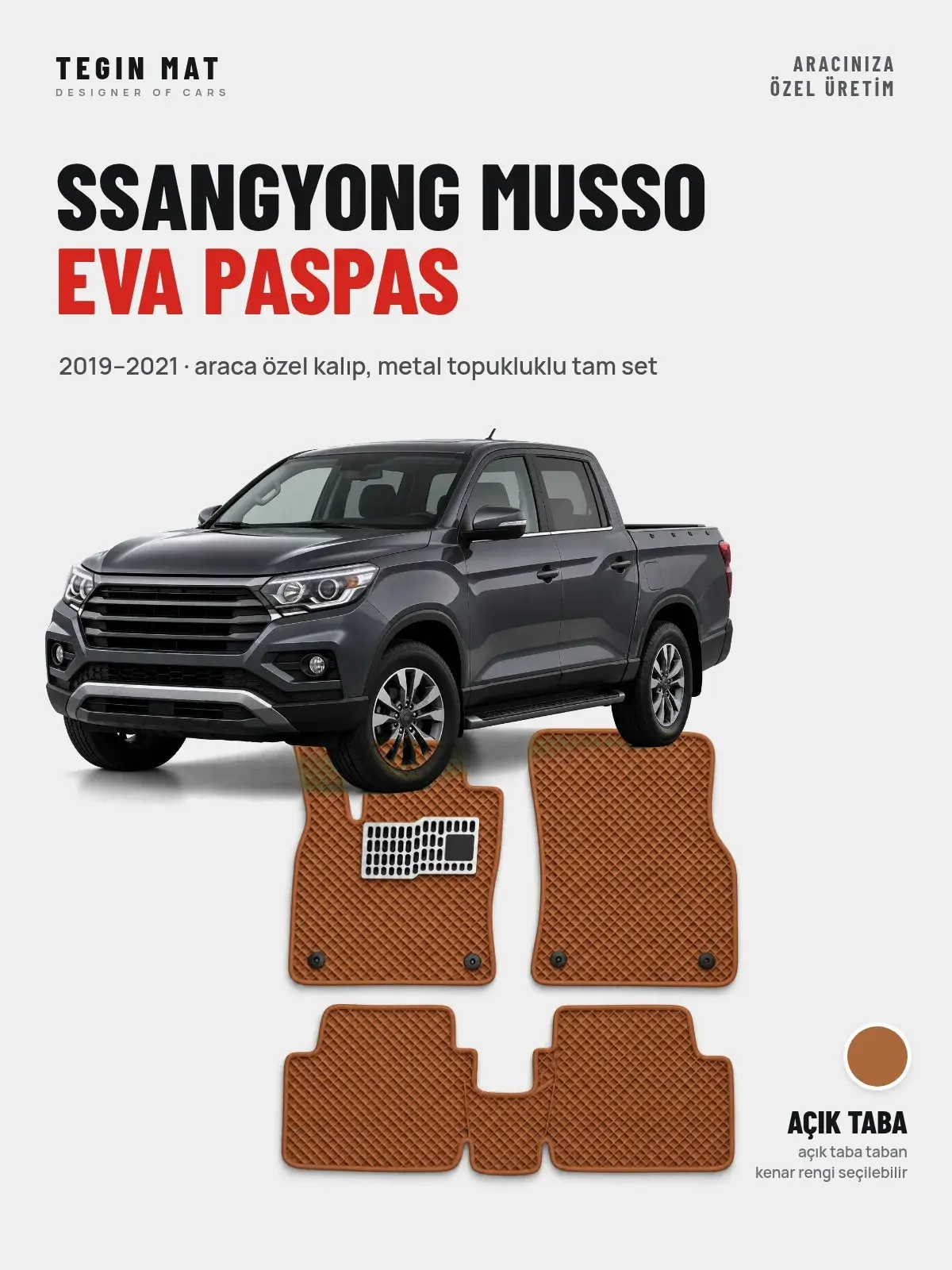 SsangYong Musso EVA Oto Paspas Tam Set (2019–2021) Açık Taba – Araca Özel Kalıp (1)