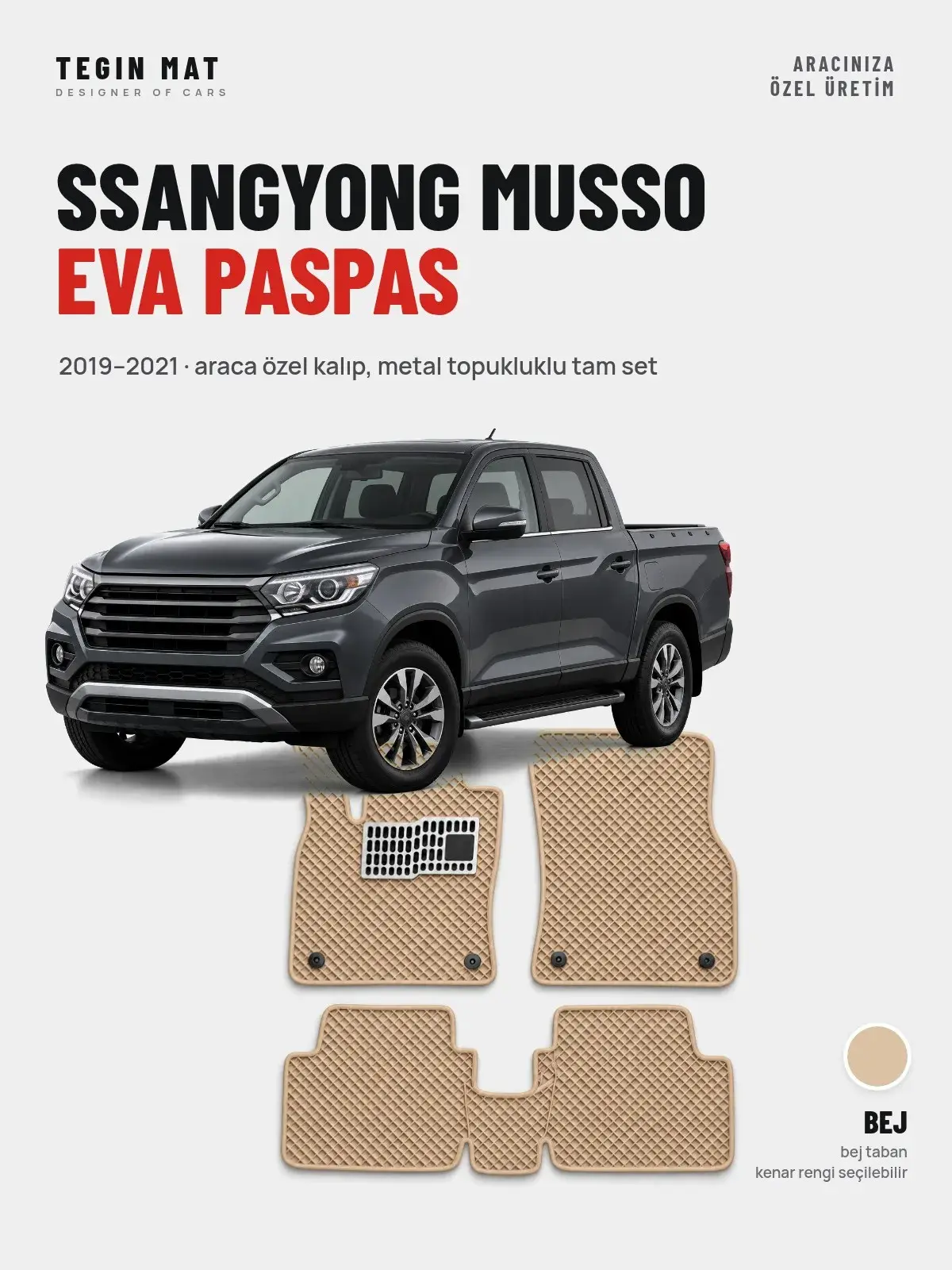 SsangYong Musso EVA Oto Paspas Tam Set (2019–2021) Bej – Araca Özel Kalıp (1)