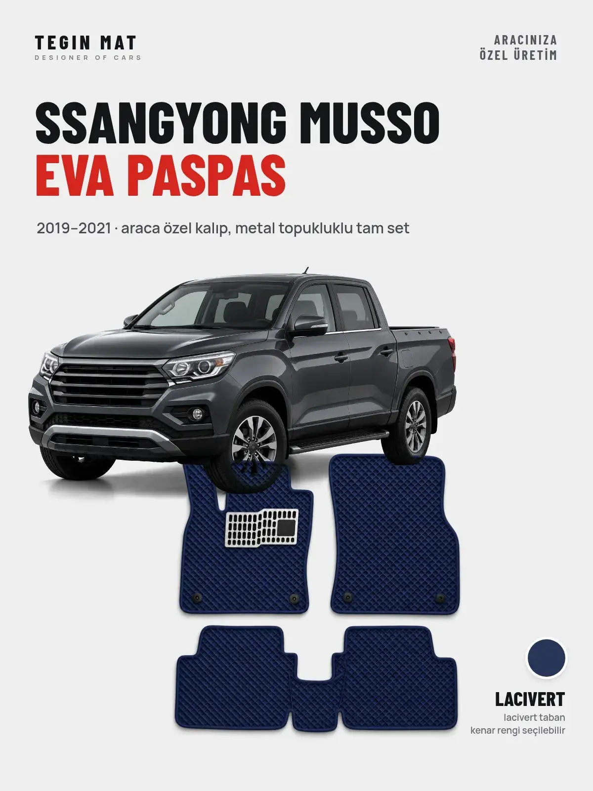 SsangYong Musso EVA Oto Paspas Tam Set (2019–2021) Lacivert – Araca Özel Kalıp (1)