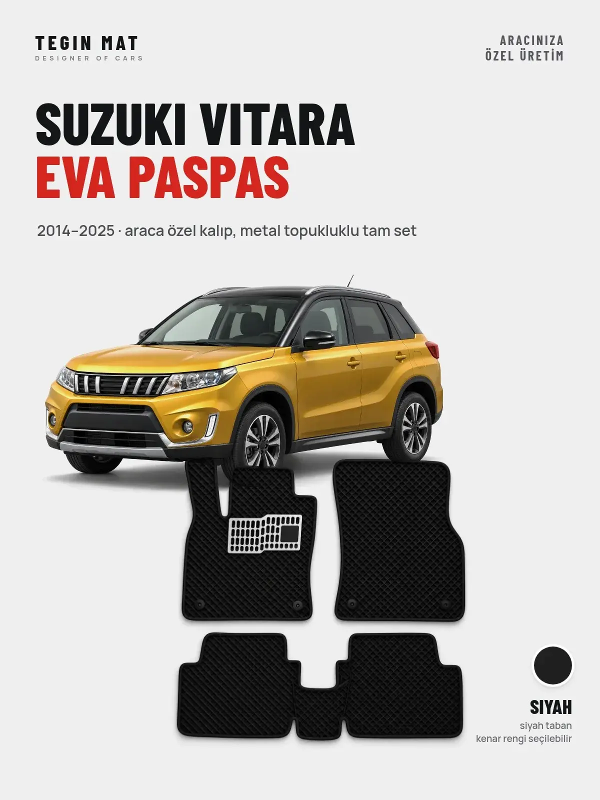 Suzuki Vitara EVA Oto Paspas Tam Set (2014–2025) Siyah – Araca Özel Kalıp (1)