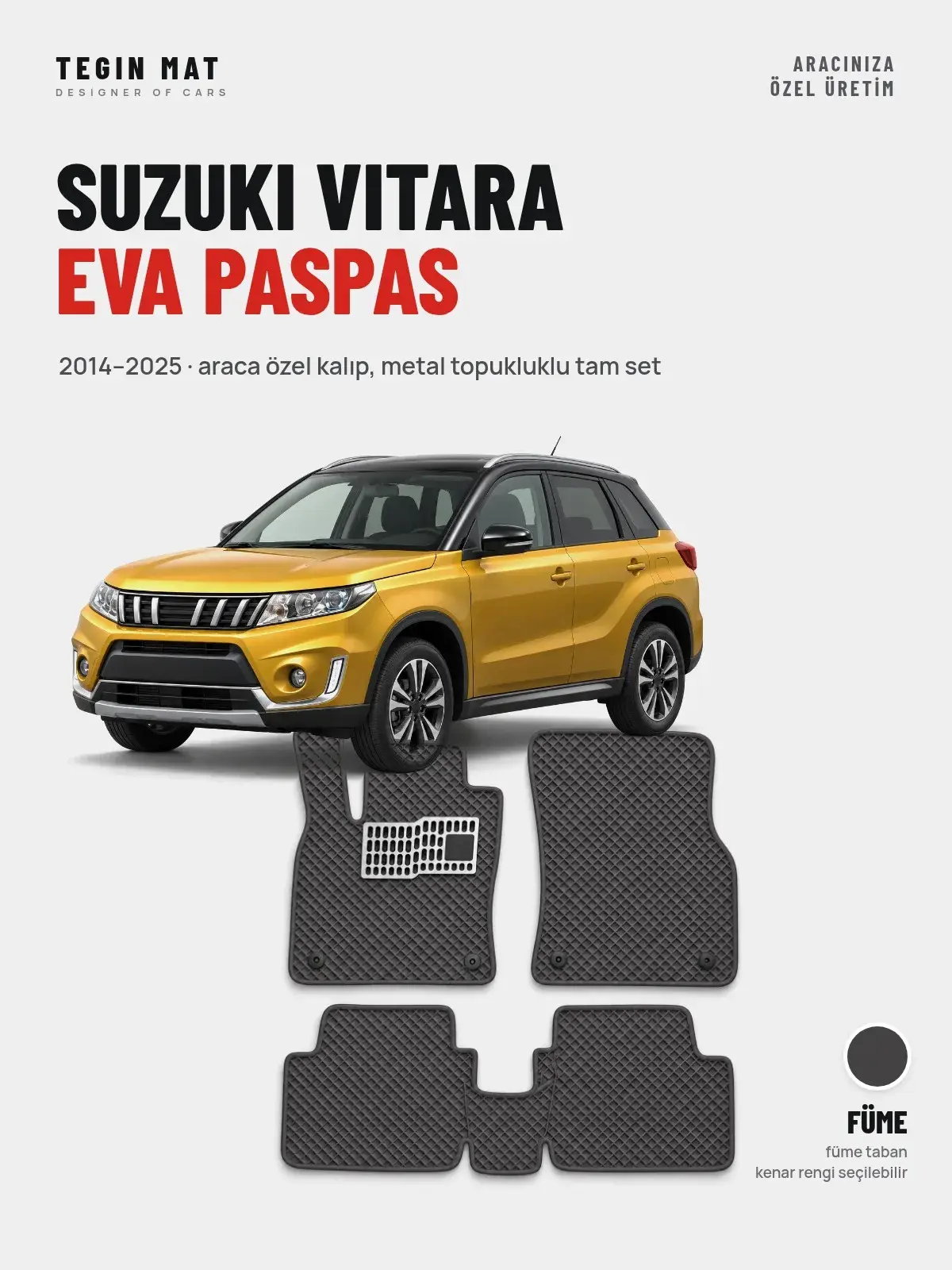 Suzuki Vitara EVA Oto Paspas Tam Set (2014–2025) Füme – Araca Özel Kalıp (1)