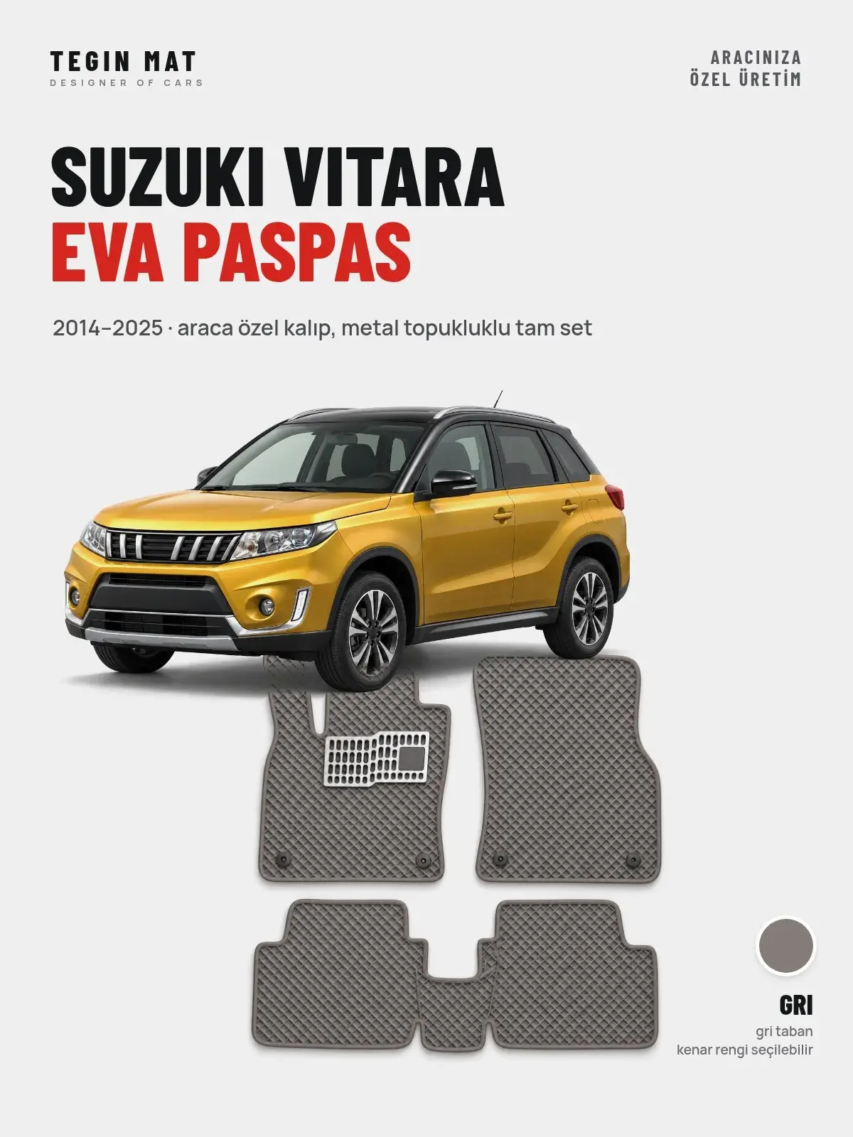 Suzuki Vitara EVA Oto Paspas Tam Set (2014–2025) Gri – Araca Özel Kalıp (1)