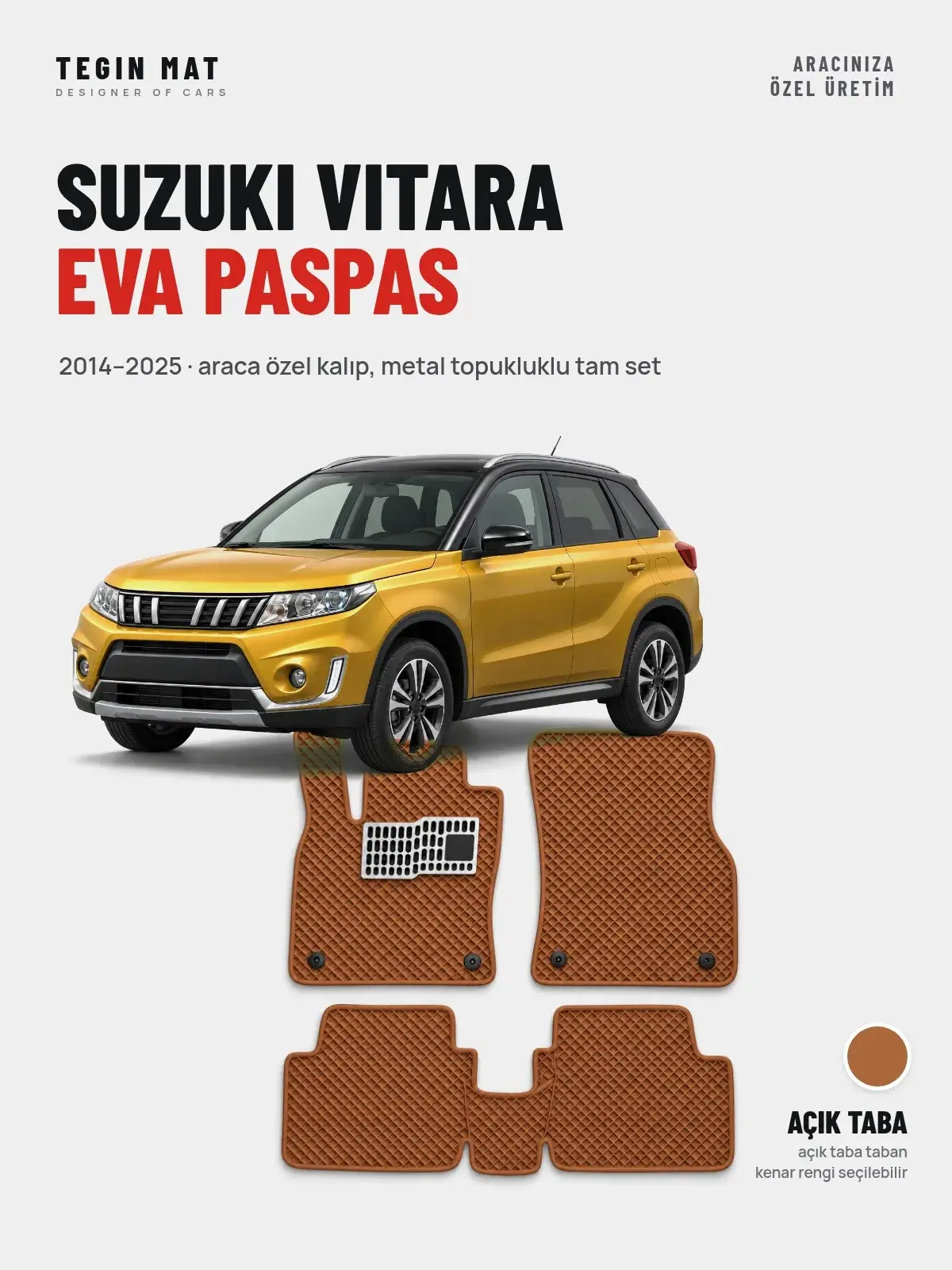 Suzuki Vitara EVA Oto Paspas Tam Set (2014–2025) Açık Taba – Araca Özel Kalıp (1)
