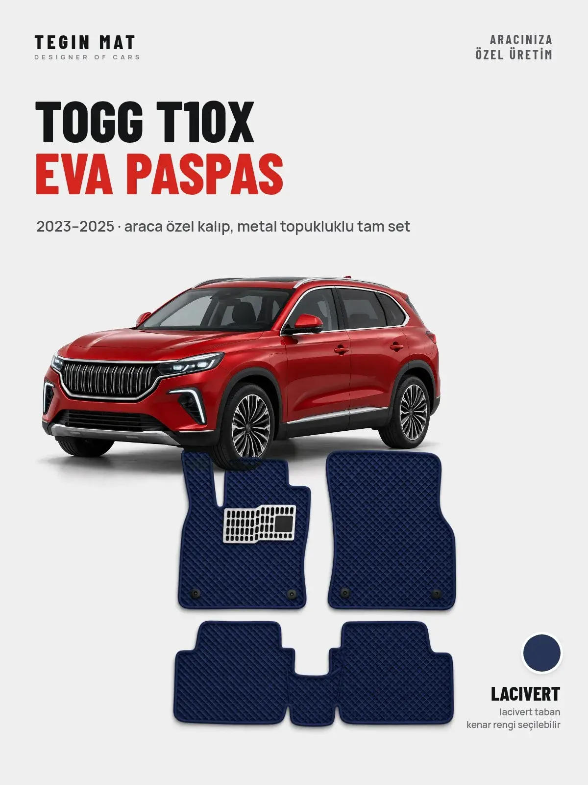 Togg T10X EVA Oto Paspas Tam Set (2023–2025) Lacivert – Araca Özel Kalıp (1)
