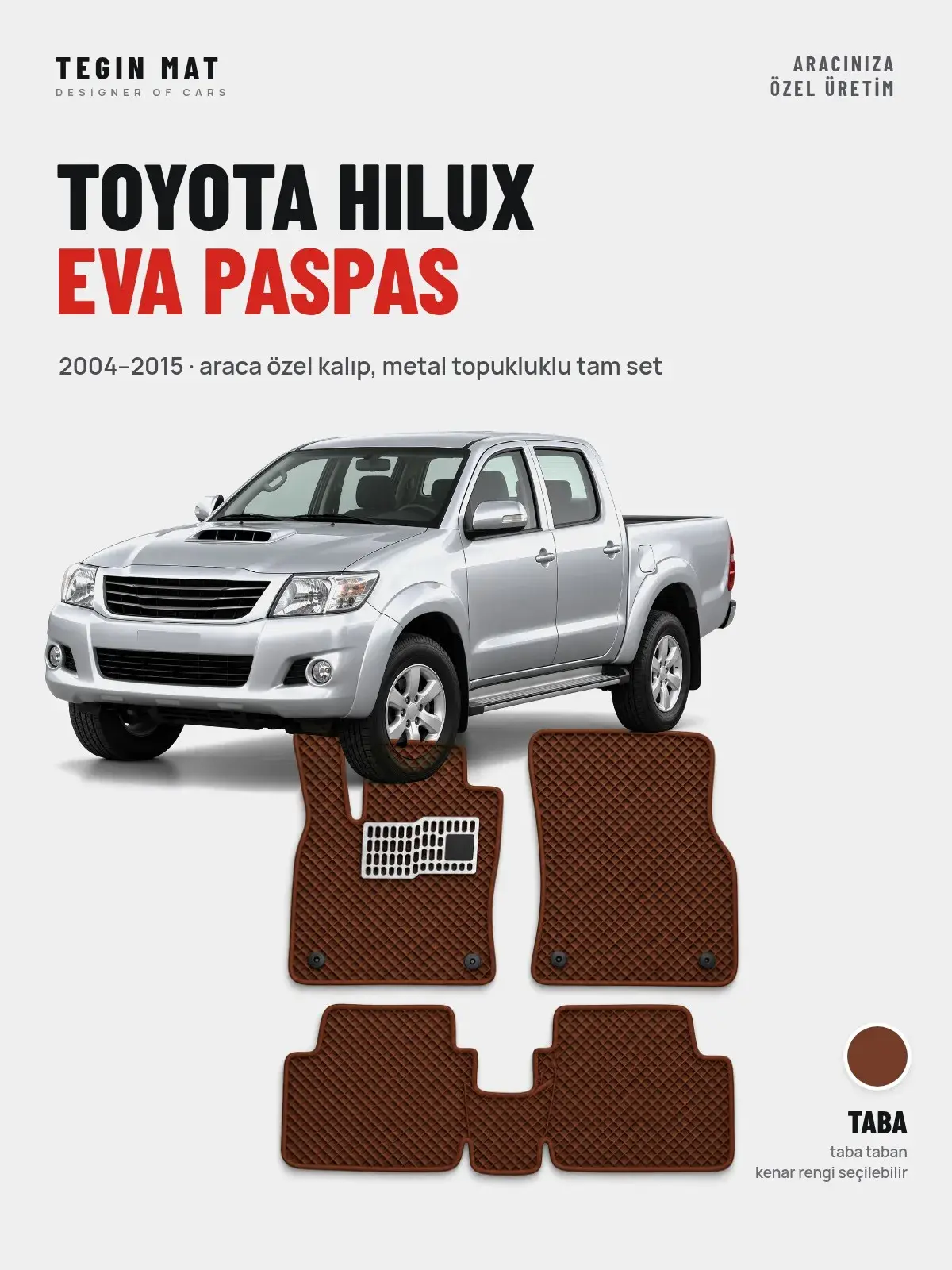Toyota Hilux EVA Oto Paspas Tam Set (2004–2015) Taba – Araca Özel Kalıp (1)