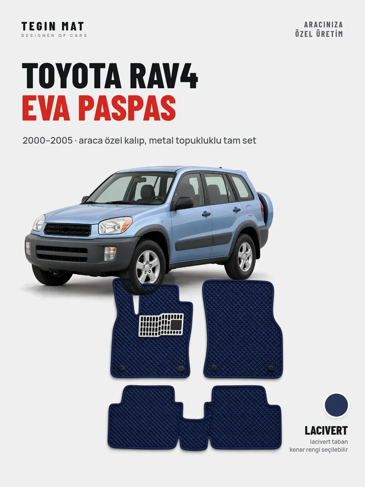 Toyota RAV4 EVA Oto Paspas Tam Set (2000–2005) Lacivert – Araca Özel Kalıp (1)