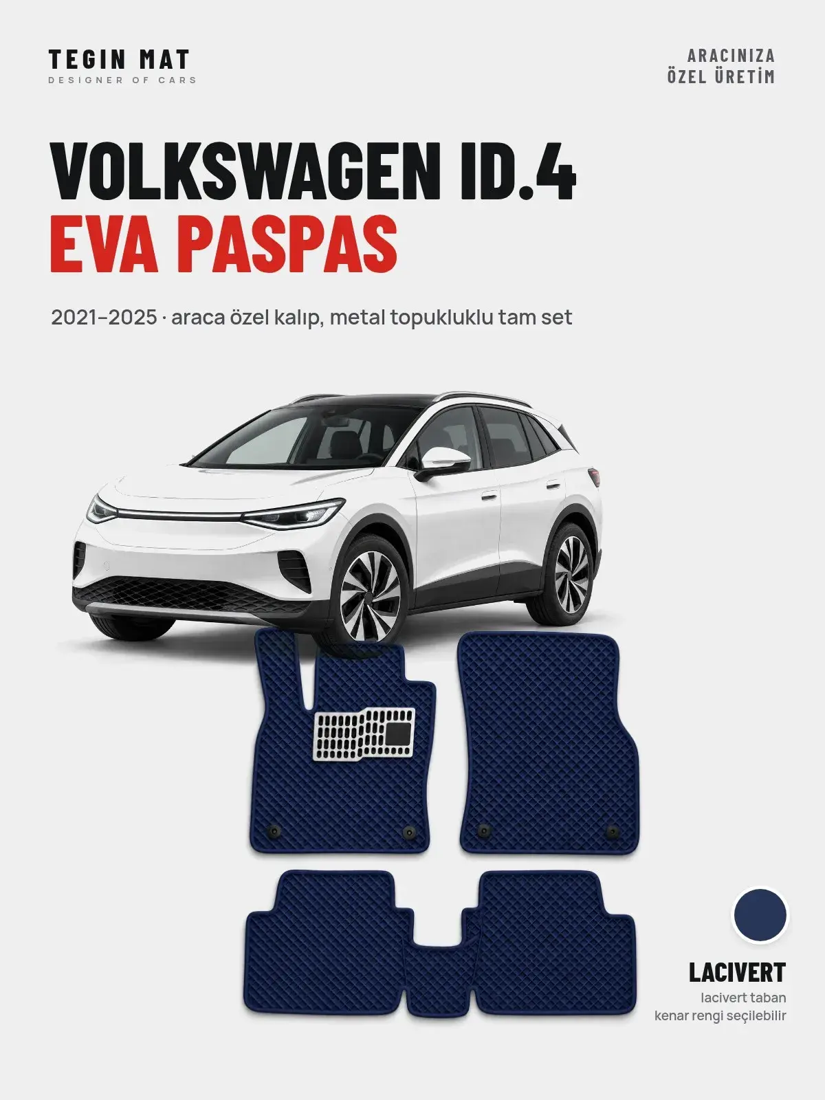 Volkswagen ID.4 EVA Oto Paspas Tam Set (2021–2025) Lacivert – Araca Özel Kalıp (1)