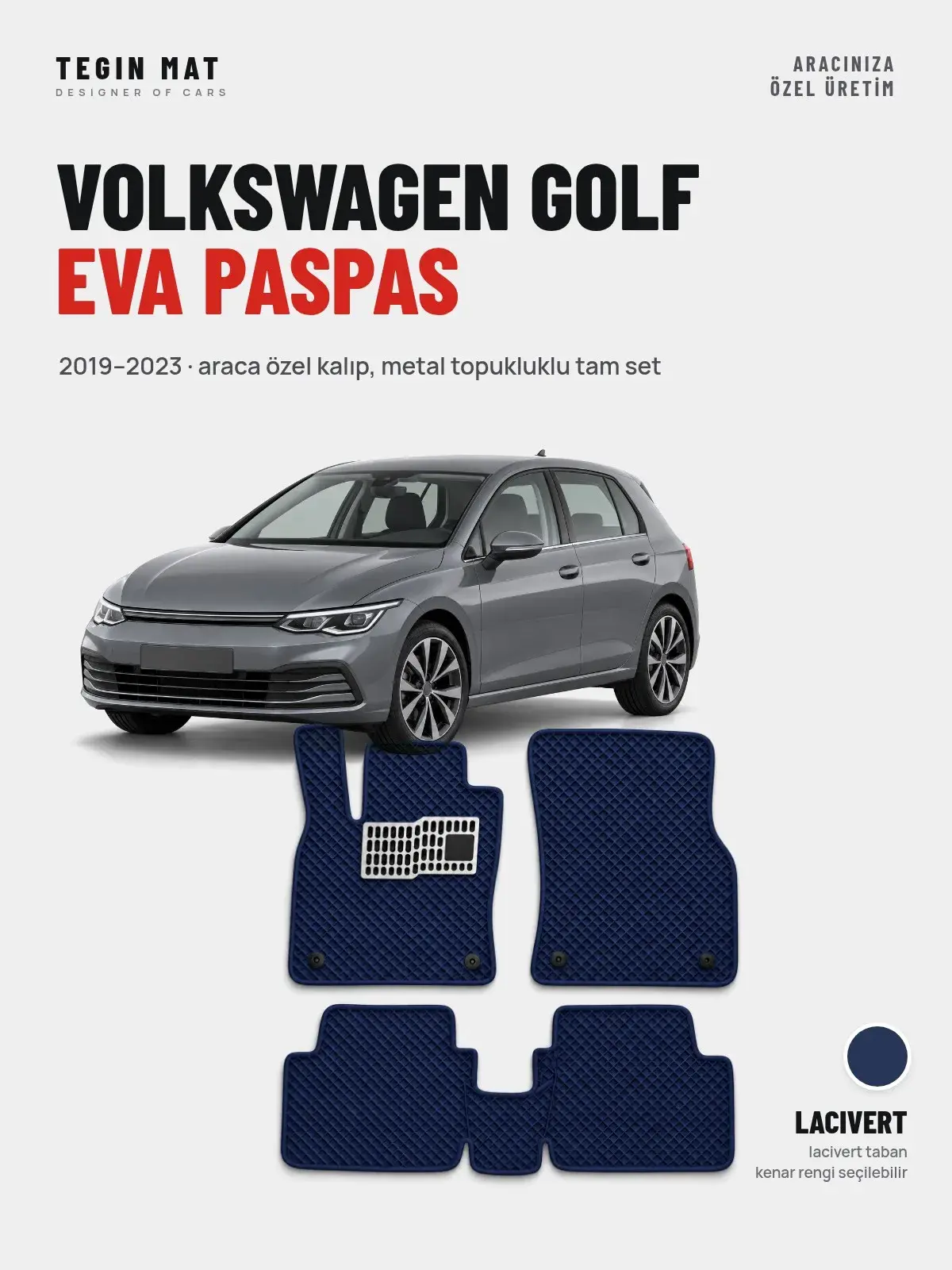 Volkswagen Golf EVA Oto Paspas Tam Set (2019–2023) Lacivert – Araca Özel Kalıp (1)