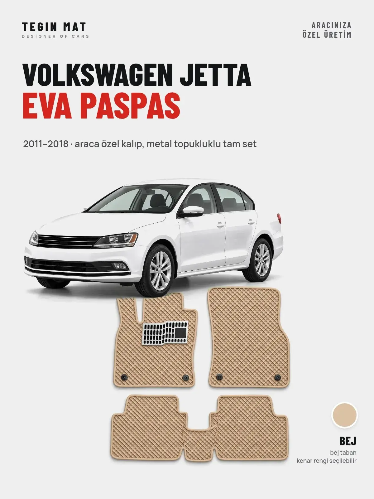 Volkswagen Jetta EVA Oto Paspas Tam Set (2011–2018) Bej – Araca Özel Kalıp (1)