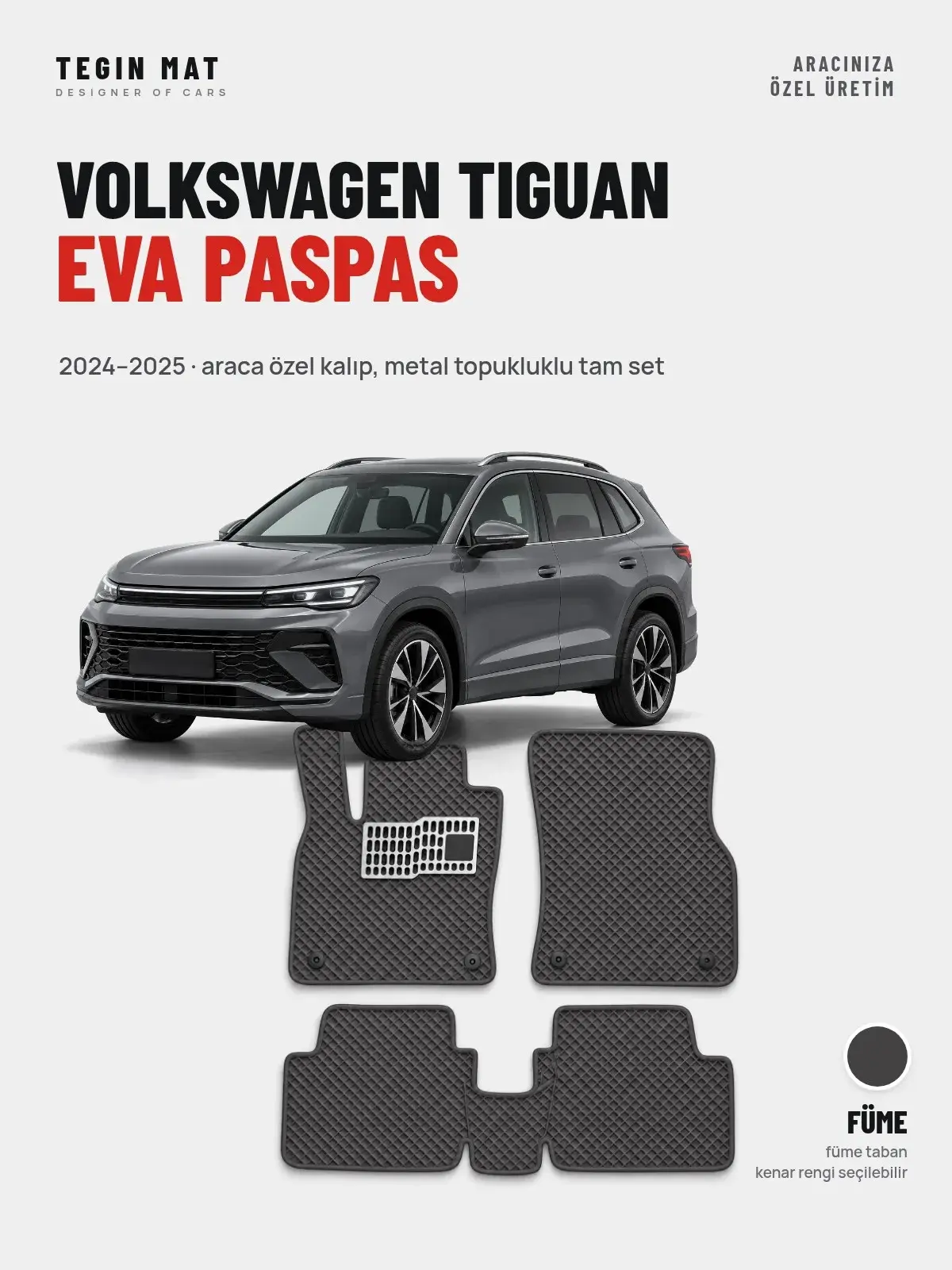 Volkswagen Tiguan EVA Oto Paspas Tam Set (2024–2025) Füme – Araca Özel Kalıp (1)