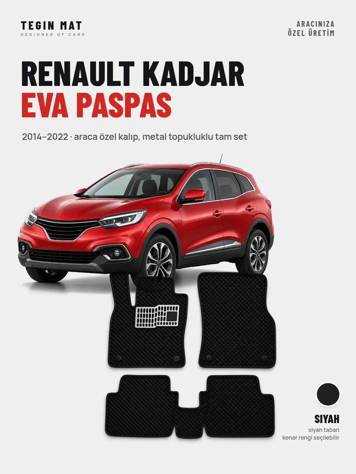 Renault Kadjar EVA Oto Paspas Tam Set (2014–2022) Siyah – Araca Özel Kalıp (1)