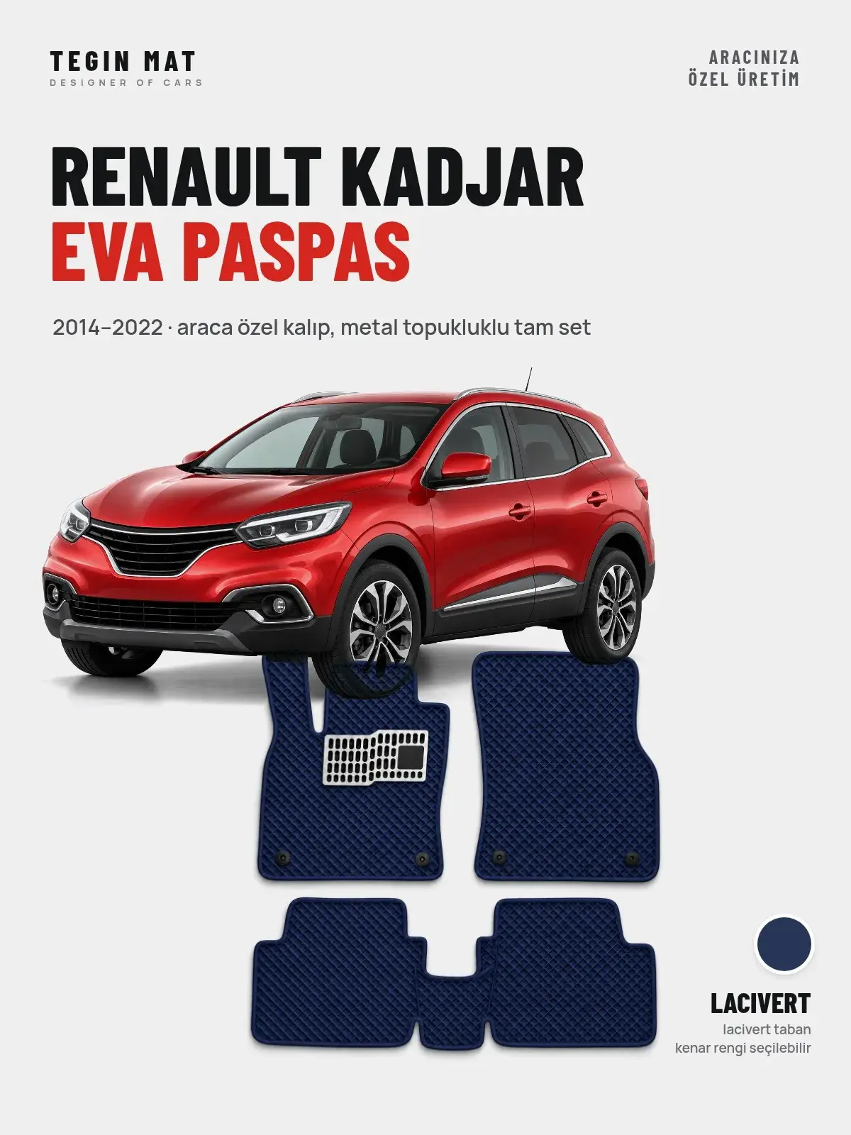 Renault Kadjar EVA Oto Paspas Tam Set (2014–2022) Lacivert – Araca Özel Kalıp (1)