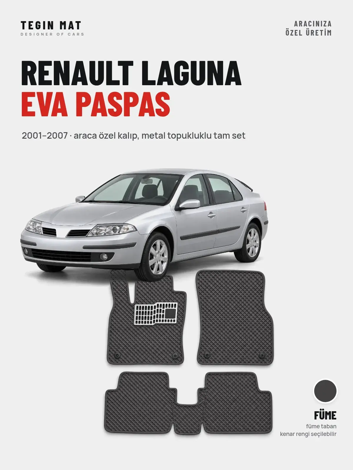 Renault Laguna EVA Oto Paspas Tam Set (2001–2007) Füme – Araca Özel Kalıp (1)