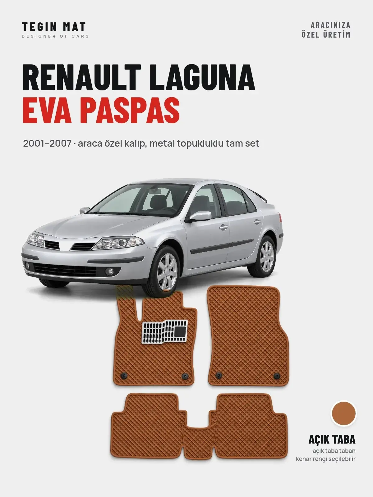 Renault Laguna EVA Oto Paspas Tam Set (2001–2007) Açık Taba – Araca Özel Kalıp (1)