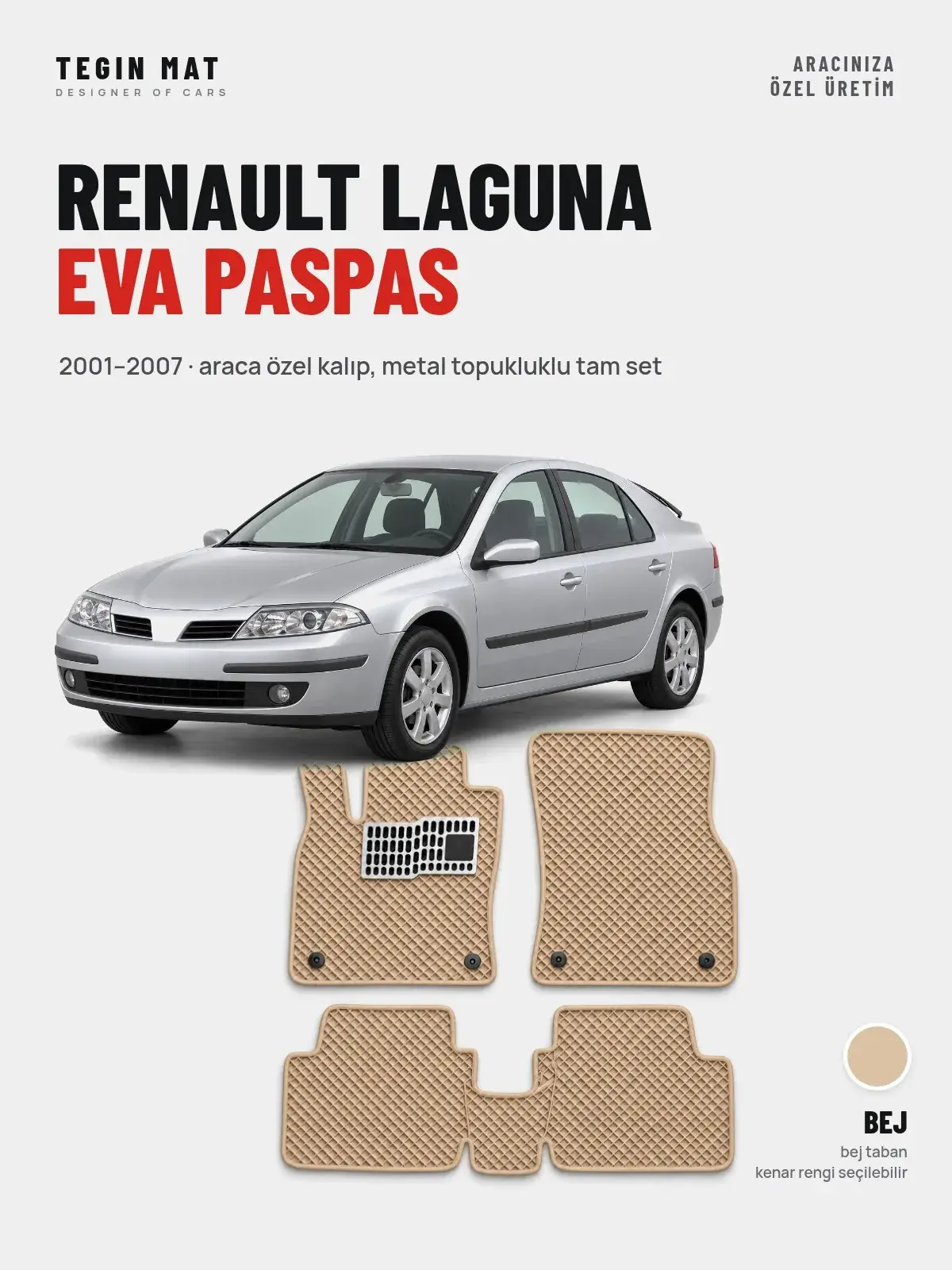 Renault Laguna EVA Oto Paspas Tam Set (2001–2007) Bej – Araca Özel Kalıp (1)
