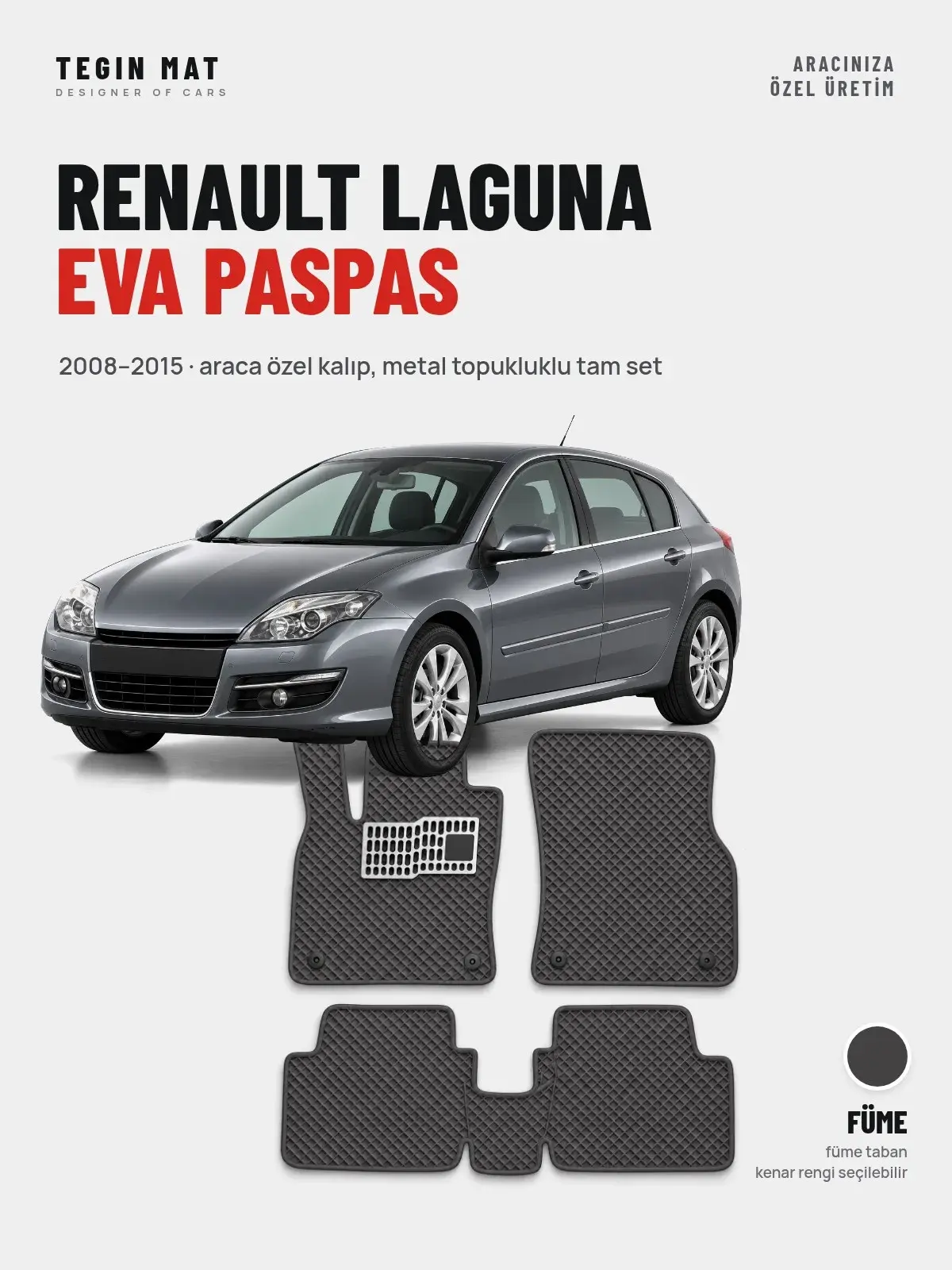 Renault Laguna EVA Oto Paspas Tam Set (2008–2015) Füme – Araca Özel Kalıp (1)