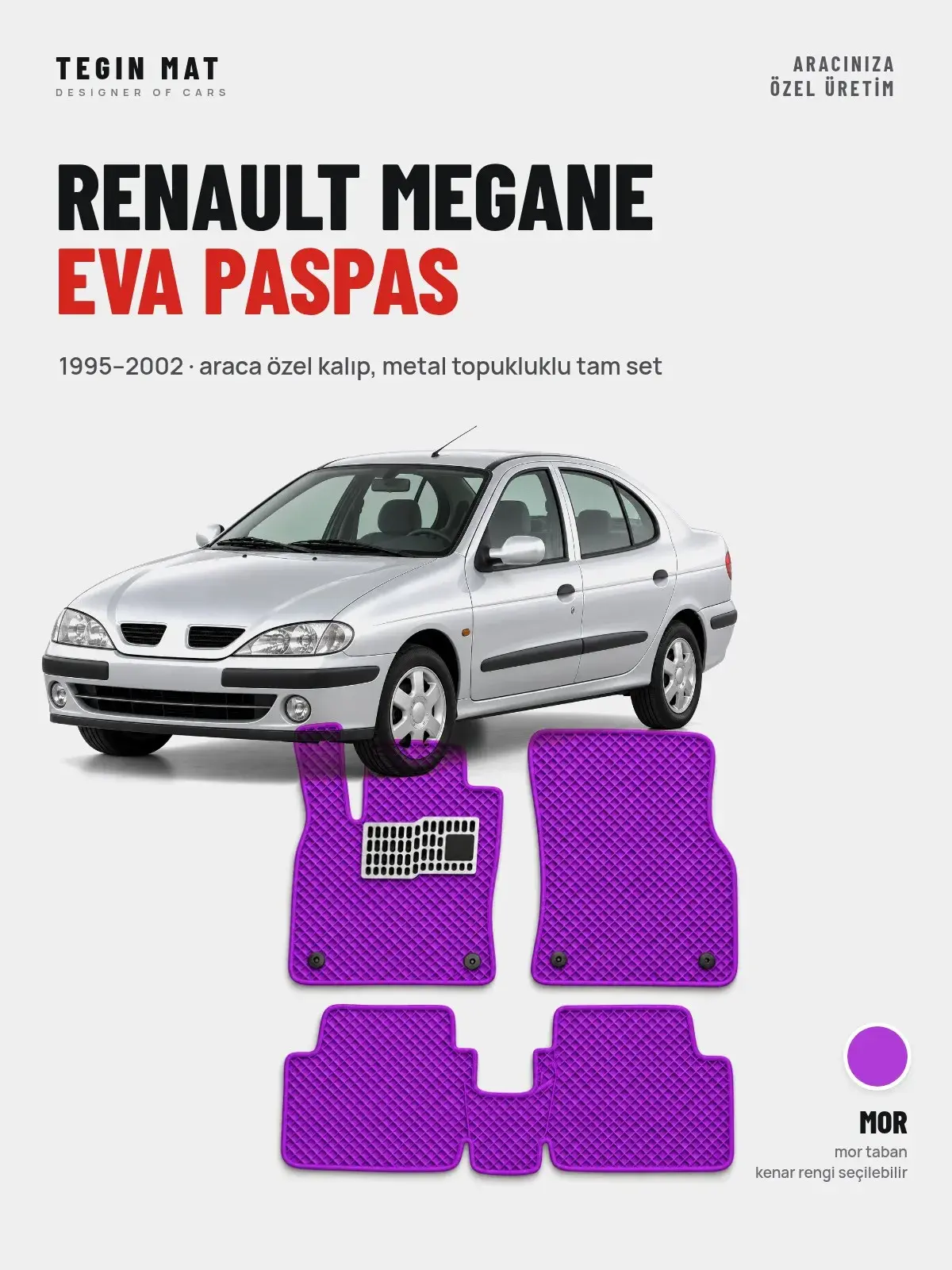 Renault Megane EVA Oto Paspas Tam Set (1995–2002) Mor – Araca Özel Kalıp (1)