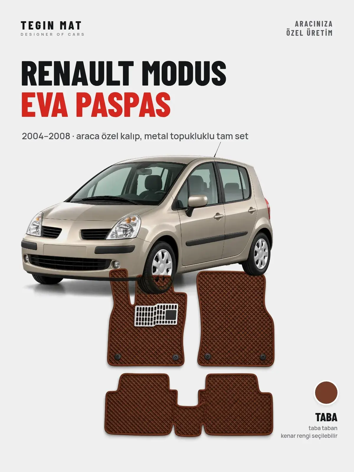 Renault Modus EVA Oto Paspas Tam Set (2004–2008) Taba – Araca Özel Kalıp (1)