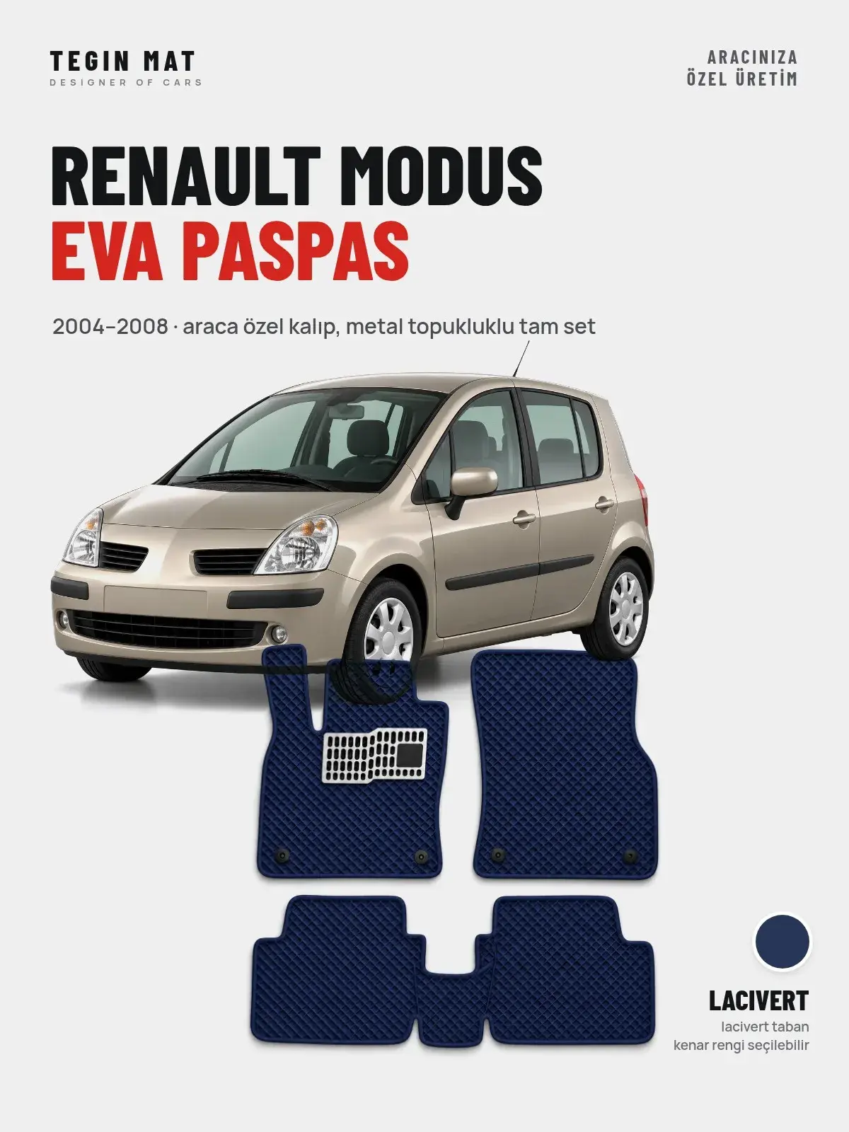 Renault Modus EVA Oto Paspas Tam Set (2004–2008) Lacivert – Araca Özel Kalıp (1)