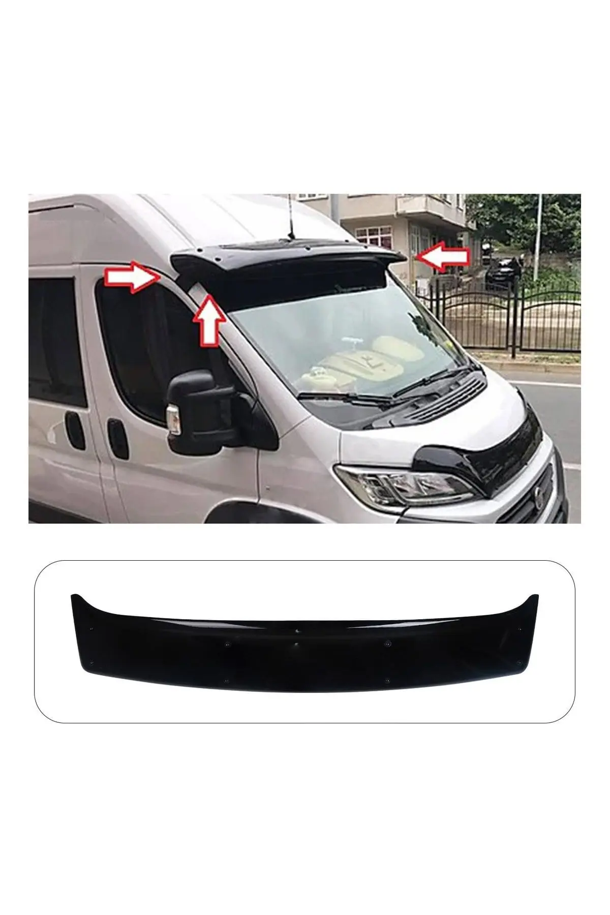Fiat Ducato 2014 ve Sonrası Uyumlu Ön Cam Dış Güneşlik (Sunvisor) ABS Siyah (1)