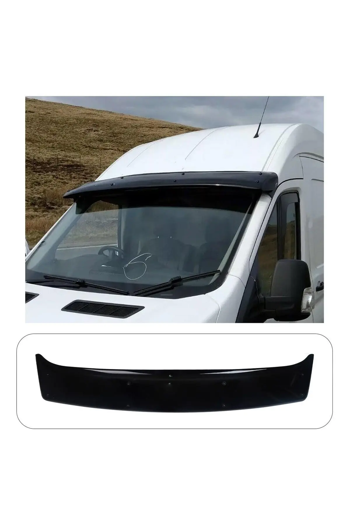 Ford Transit 2014-2018 Uyumlu Ön Cam Dış Güneşlik (Sunvisor) ABS Siyah (1)