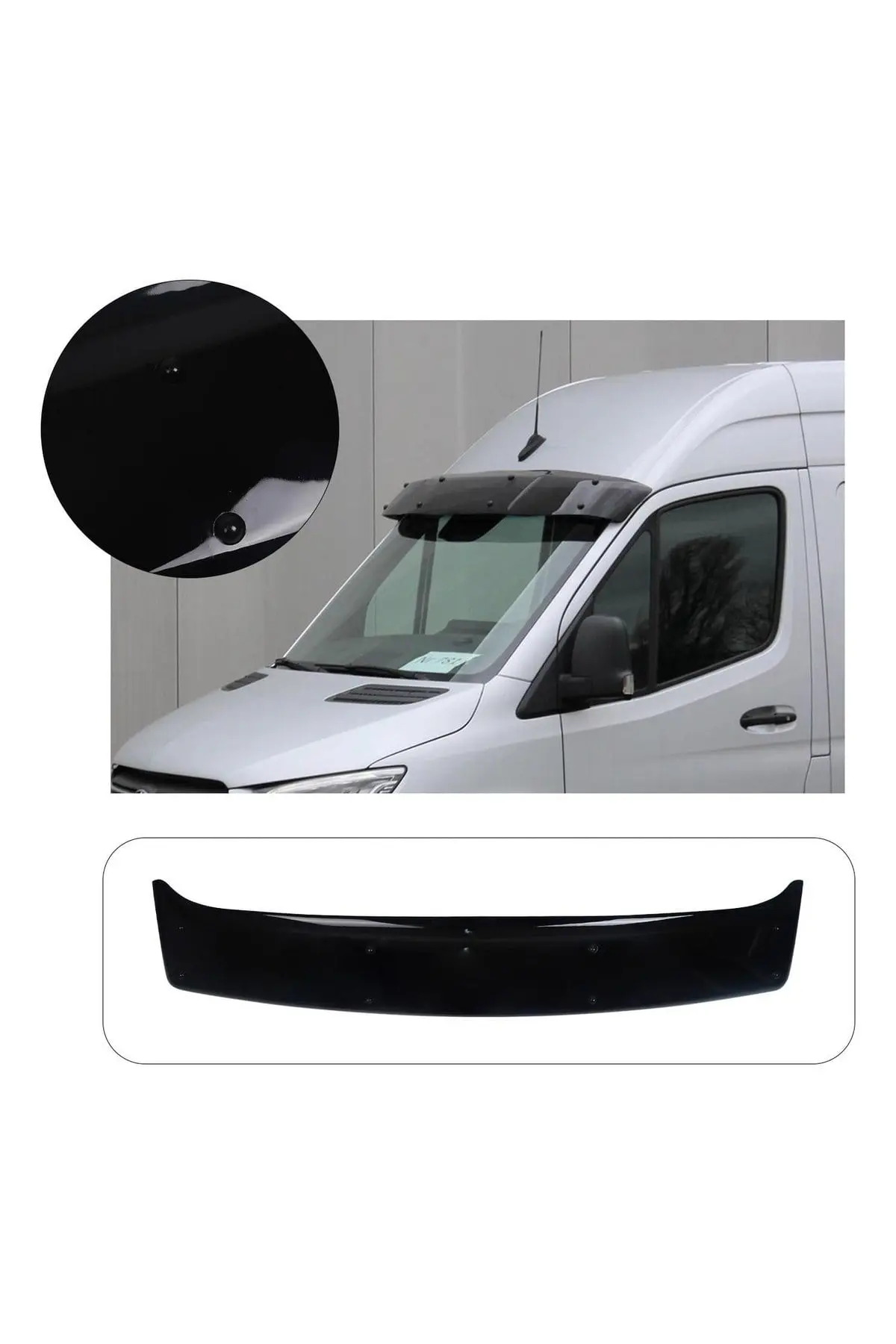 Mercedes-Benz Sprinter W906 2014-2017 Uyumlu Ön Cam Dış Güneşlik (Sunvisor) ABS Siyah (1)