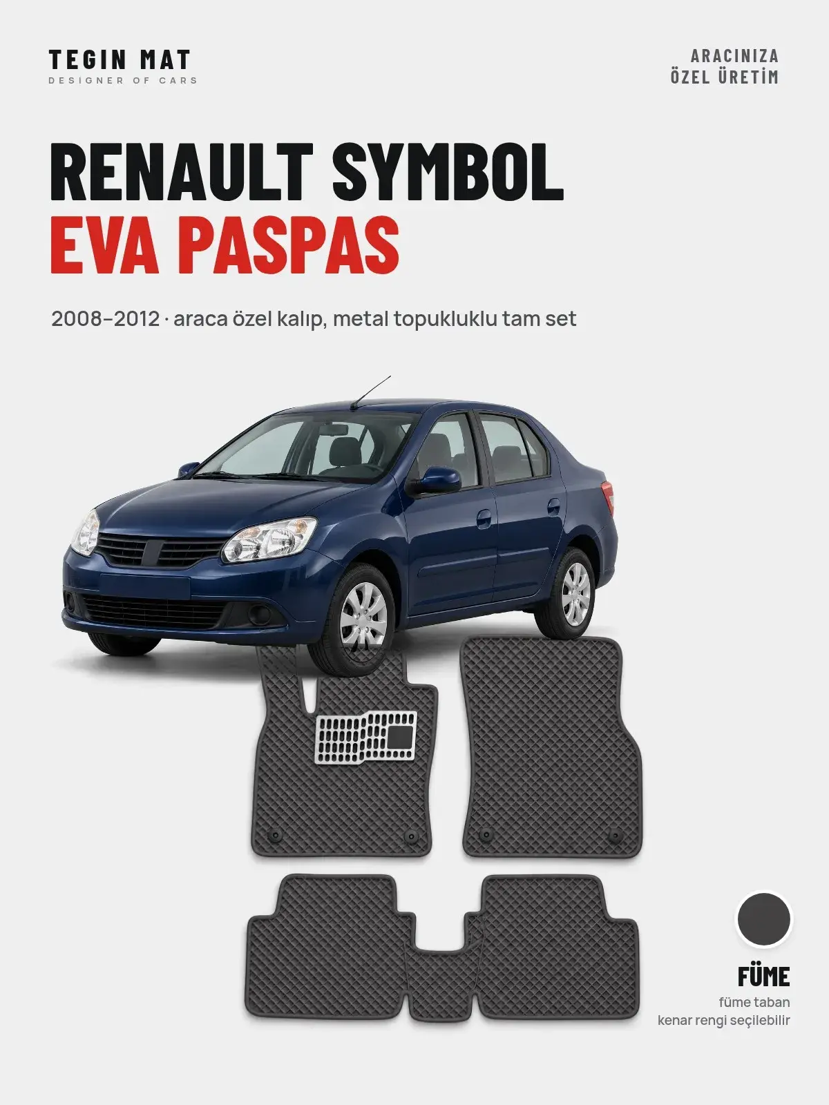 Renault Symbol EVA Oto Paspas Tam Set (2008–2012) Füme – Araca Özel Kalıp (1)