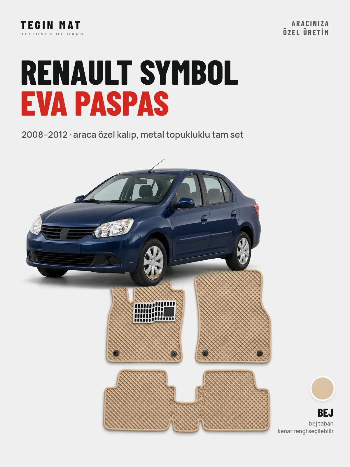 Renault Symbol EVA Oto Paspas Tam Set (2008–2012) Bej – Araca Özel Kalıp (1)