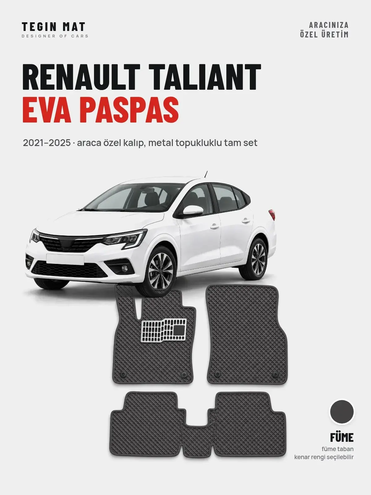 Renault Taliant EVA Oto Paspas Tam Set (2021–2025) Füme – Araca Özel Kalıp (1)